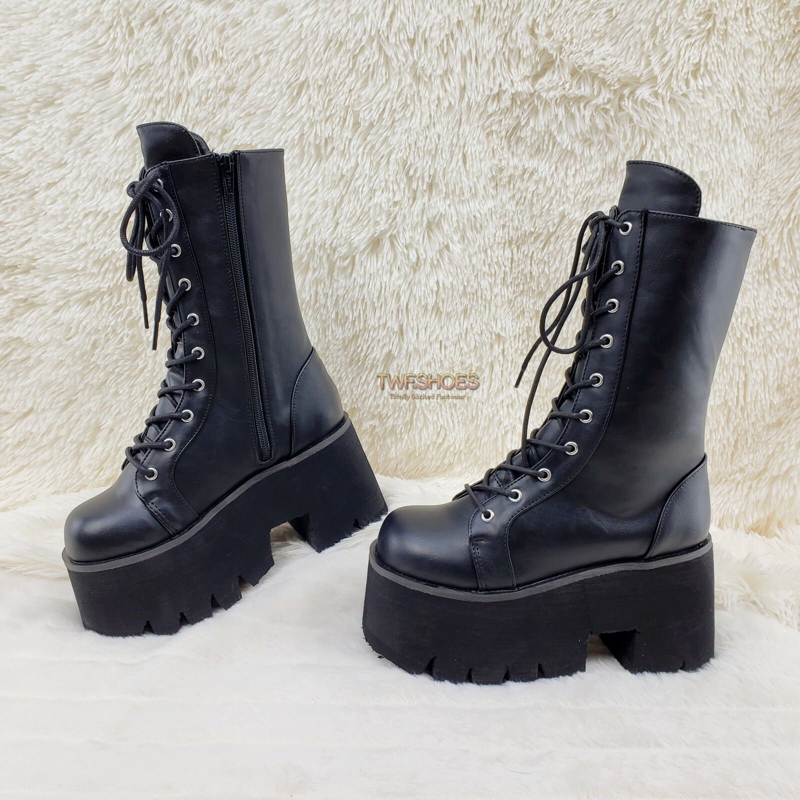 Other DEMONIA Ashes 105 Black Matte 3.5" Platform Heel Combat Goth Size US 10 / IT 40 - 5 Thumbnail