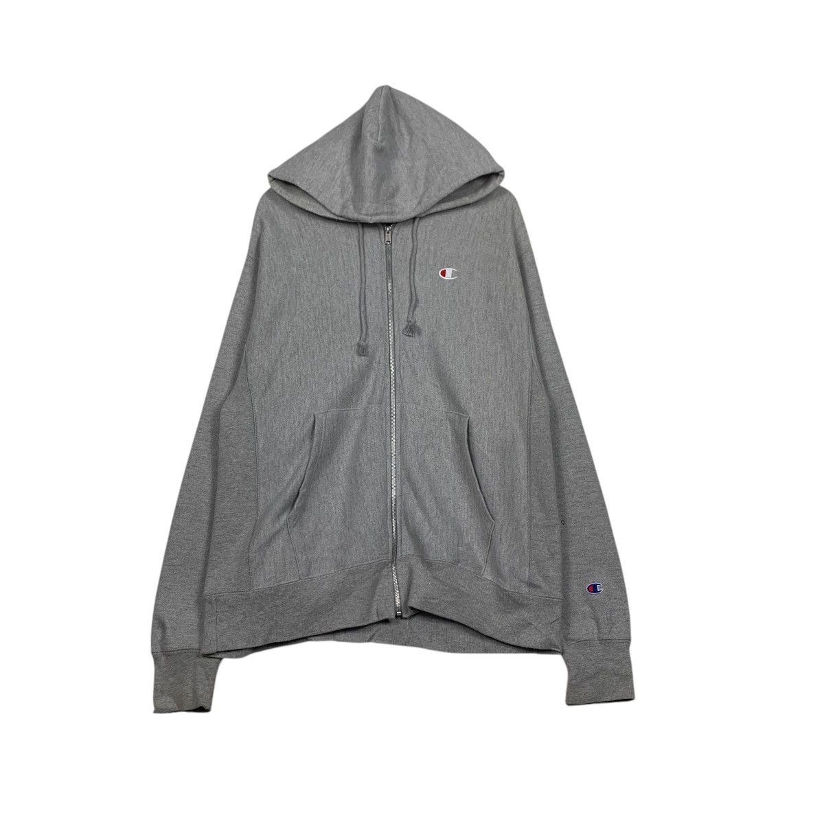 トップス 90streethiphoplevistussycoogi2pachampion Vintage 90s Champion Reverse Weave Gray w Red Stripe Hoodie