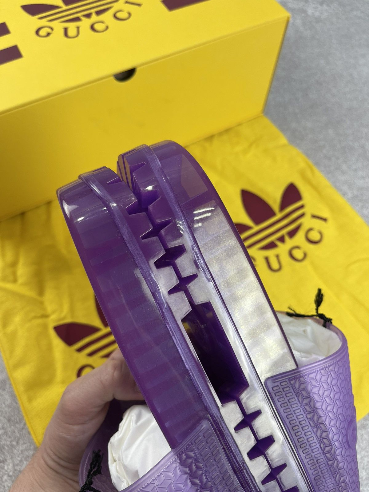 Adidas × Gucci Adidas x Gucci Rubber Slide Sandals Purple Size 42 Size US 9 / IT 39 - 10 Thumbnail