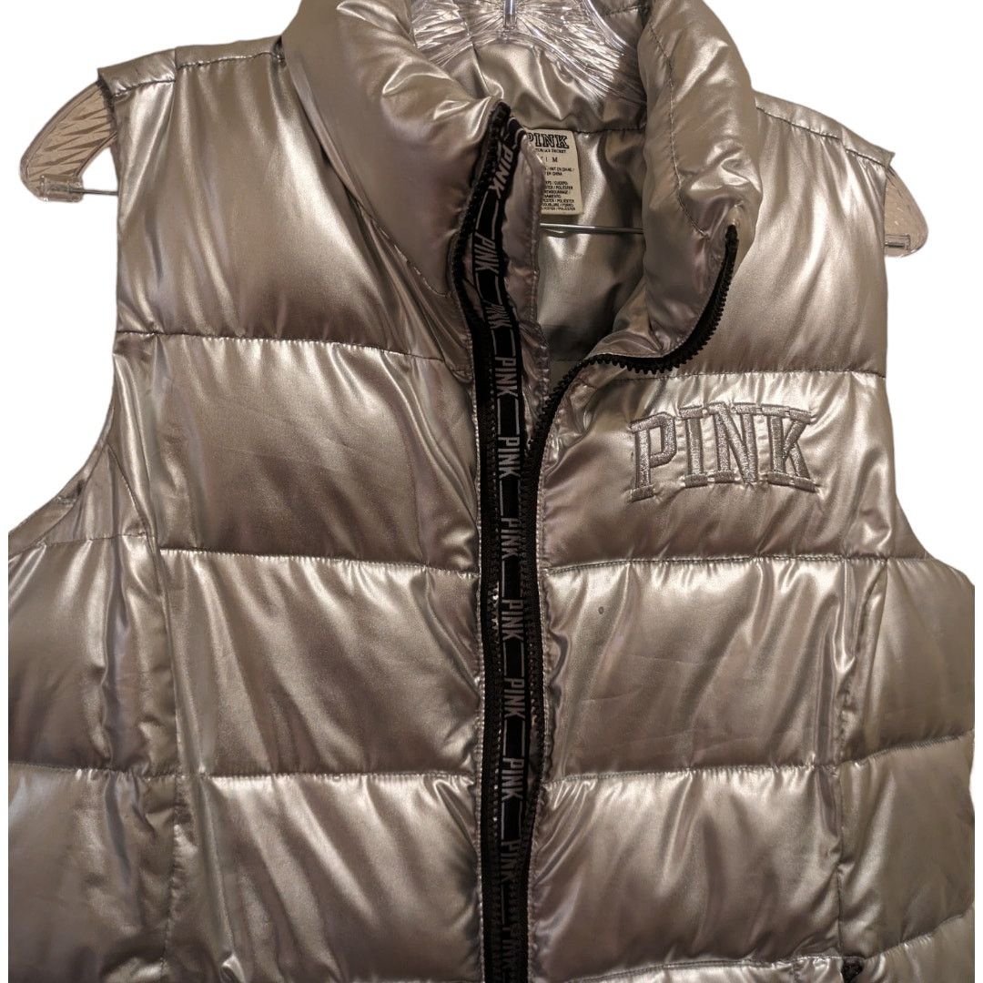 Pink PINK Victoria's Secret Zip Up Puffer Vest Silver Metallic M Size M / US 6-8 / IT 42-44 - 11 Thumbnail