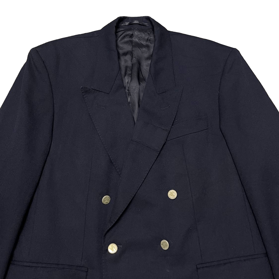 Burberry Vintage Burberry Gold Button Double Breasted Wool Coat Size US M / EU 48-50 / 2 - 2 Thumbnail