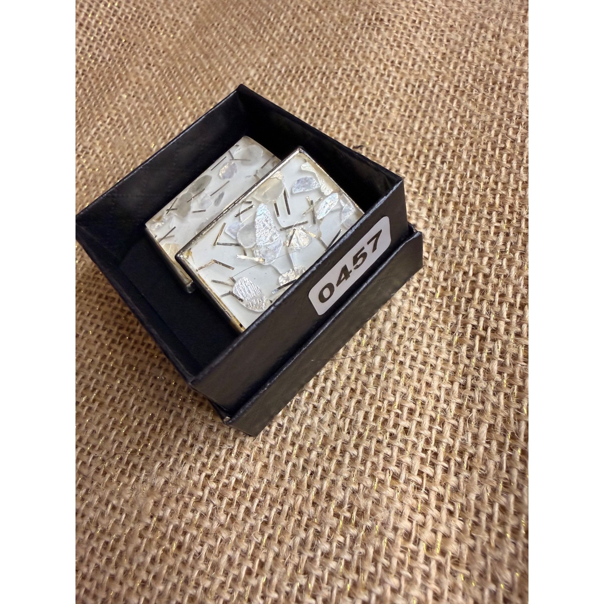 Other Vintage Silver-Tone Rectangular Clip-On Earrings With Shell Size ONE SIZE - 5 Thumbnail