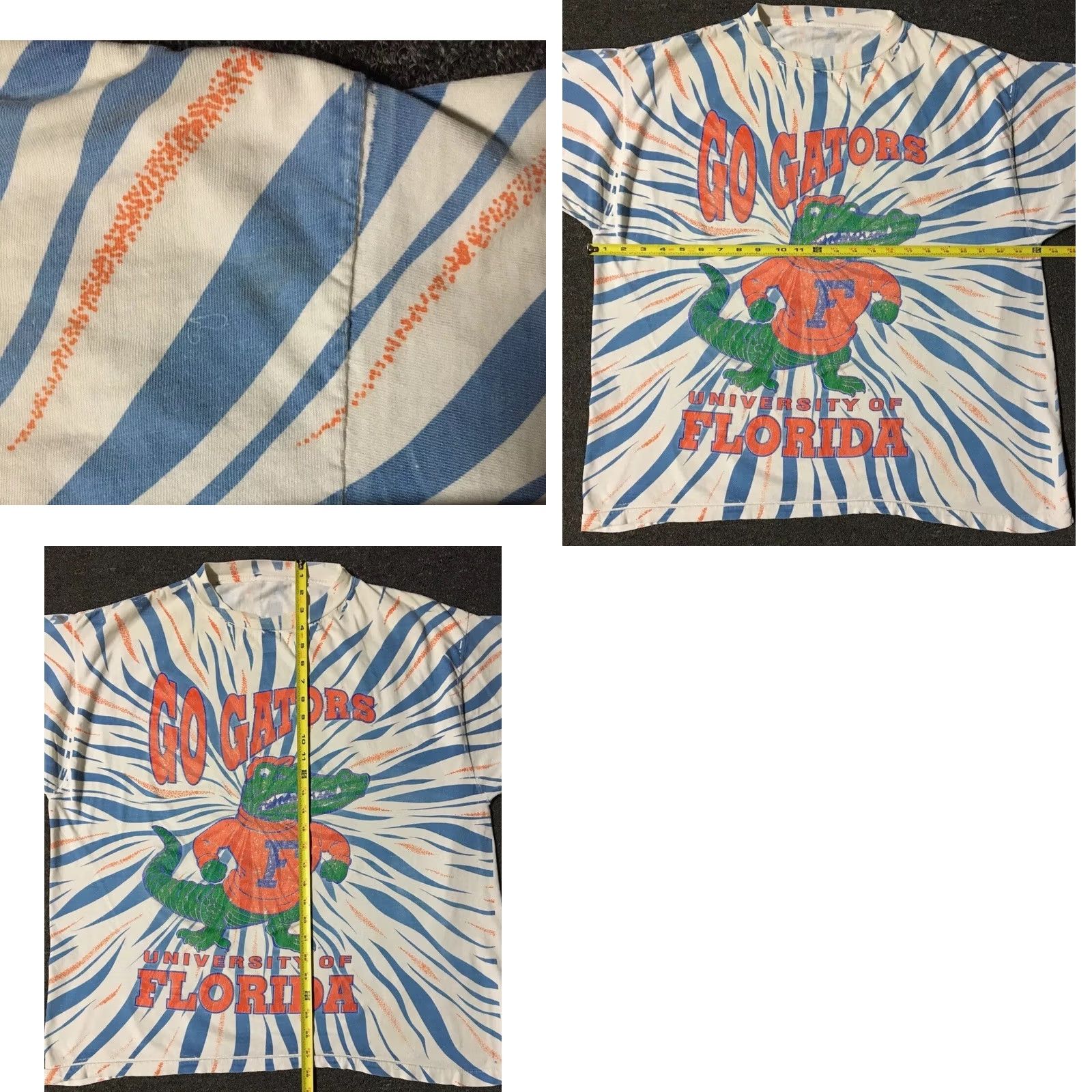 Vintage VINTAGE University of Florida Gators Faded All Over Print Shirt L White Mens 90s Grunge College UF Bandana Theme Size US L / EU 52-54 / 3 - 9 Thumbnail