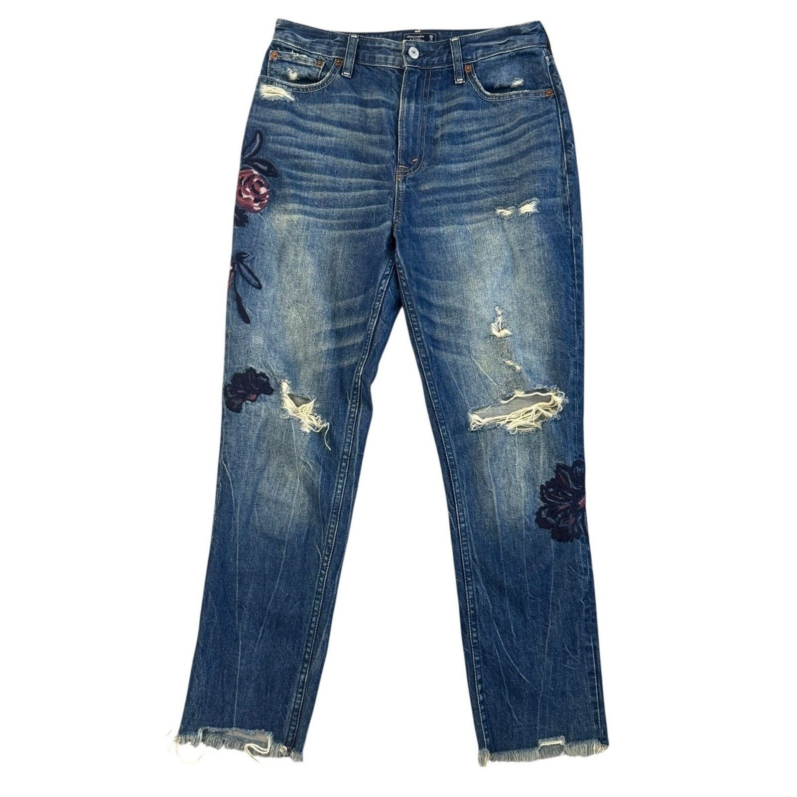 Abercrombie & Fitch ABERCROMBIE & FITCH 90s Annie Girlfriend Floral Jeans 26 Size 26" / US 2 / IT 38 - 3 Thumbnail