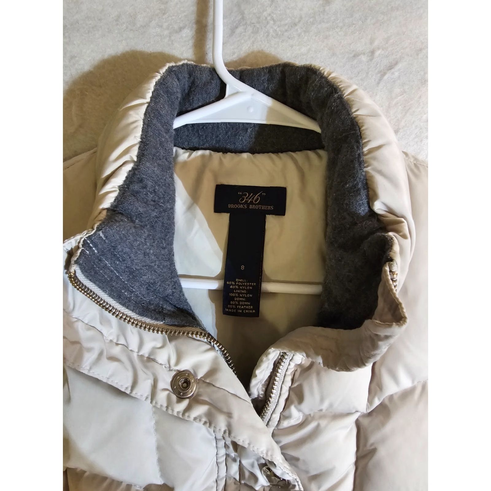 Brooks Brothers Brooks Brothers "346" Quilted Down Insulated Puffer Jacket Women's Size 8 Cream Size M / US 6-8 / IT 42-44 - 4 Thumbnail
