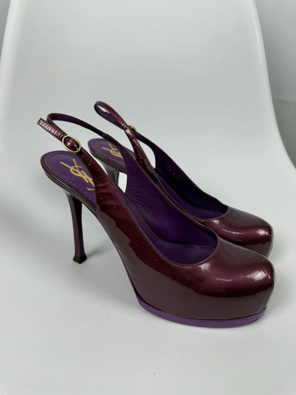 Yves Saint Laurent Yves Saint Laurent Laque Slingback Heels size 38 Size US 7 / IT 37 - 1 Thumbnail