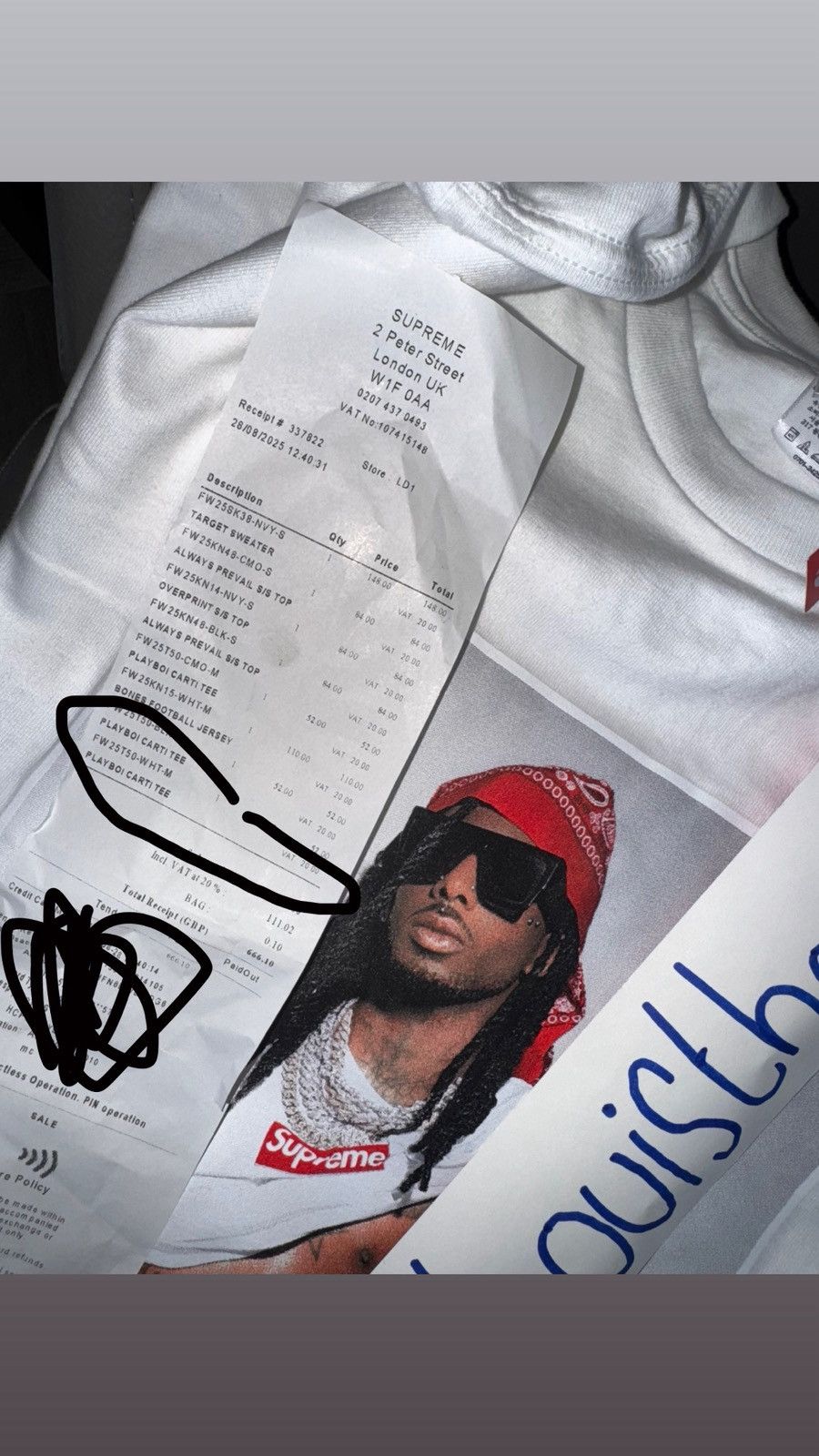 Supreme Playboi Carti Fw25 White Photo Tee