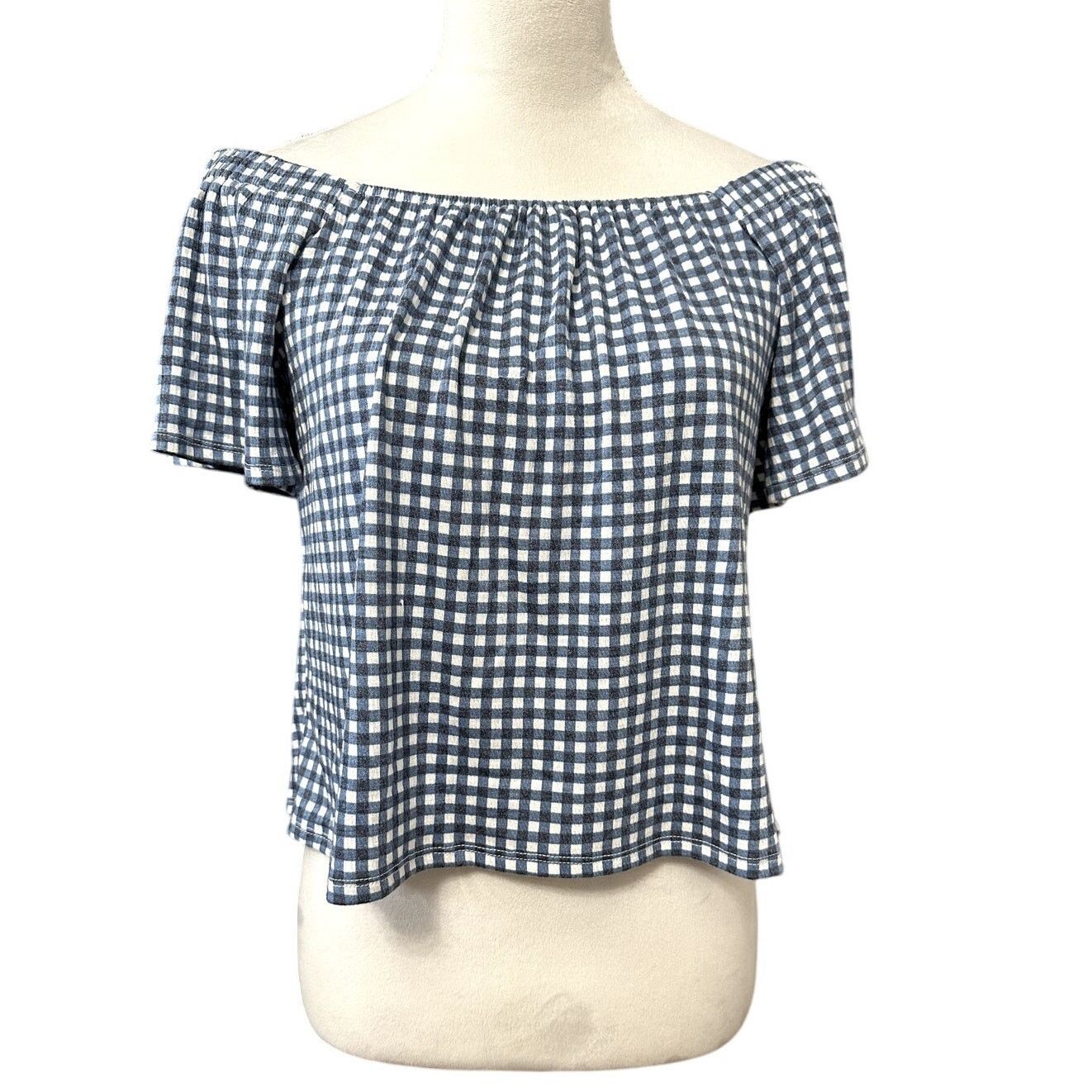 Other Belle Crop Top Gingham Short Sleeve Flare Square Neck S New Size S / US 4 / IT 40 - 1 Thumbnail