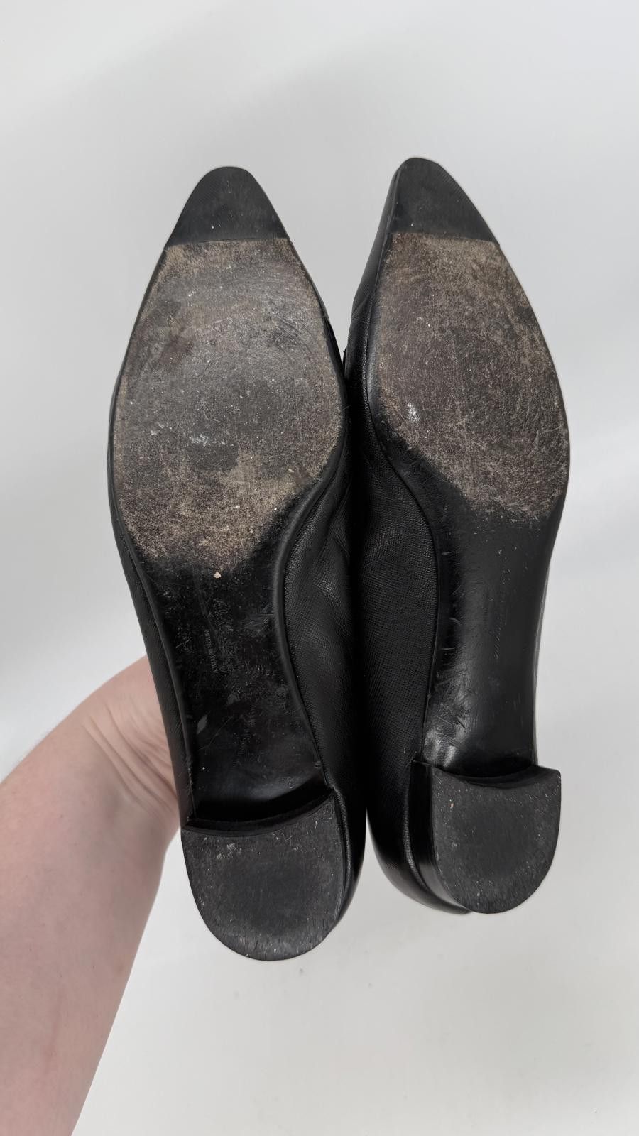 Salvatore Ferragamo Ferragamo Black Leather Flats Loafers Sz 9 Italy Size US 9 / IT 39 - 5 Thumbnail