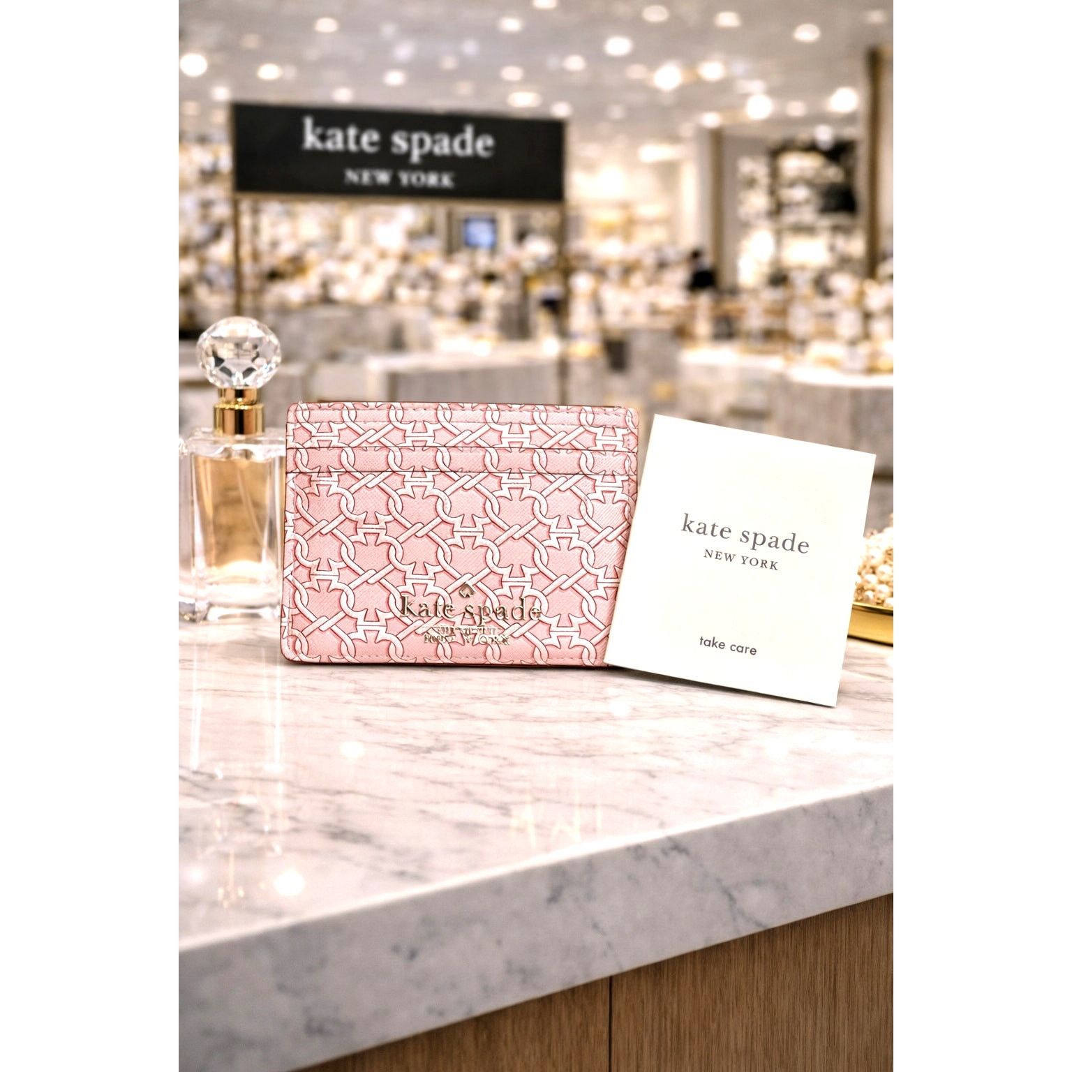 Kate Spade Kate Spade Pink Linked Hearts Leather Slim Card Case Size ONE SIZE - 1 Thumbnail