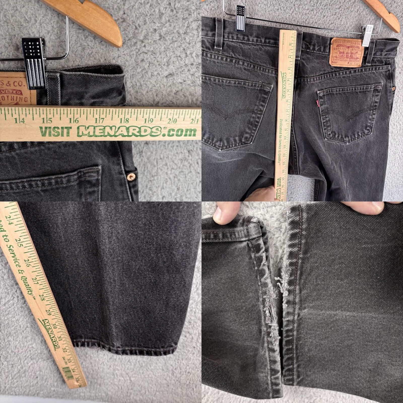 Levi's VINTAGE Levi's 505 Jeans Mens 36x32 Black Regular Fit Straight Denim USA 90s Mens Size US 36 / EU 52 - 8 Thumbnail