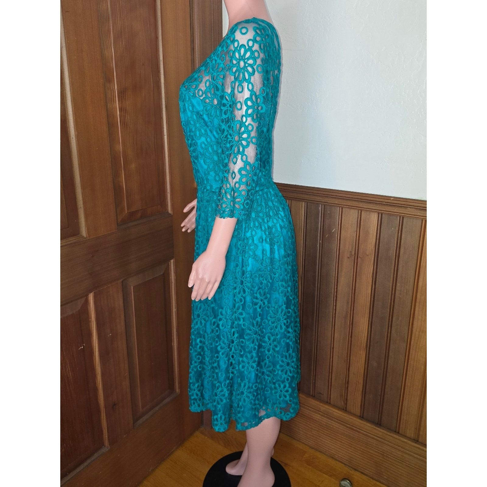 Vintage NWOT Tatyana Teal Innocence In Lace Midi Dress 2XL Size XXL / US 16-18 / IT 52-54 - 3 Thumbnail
