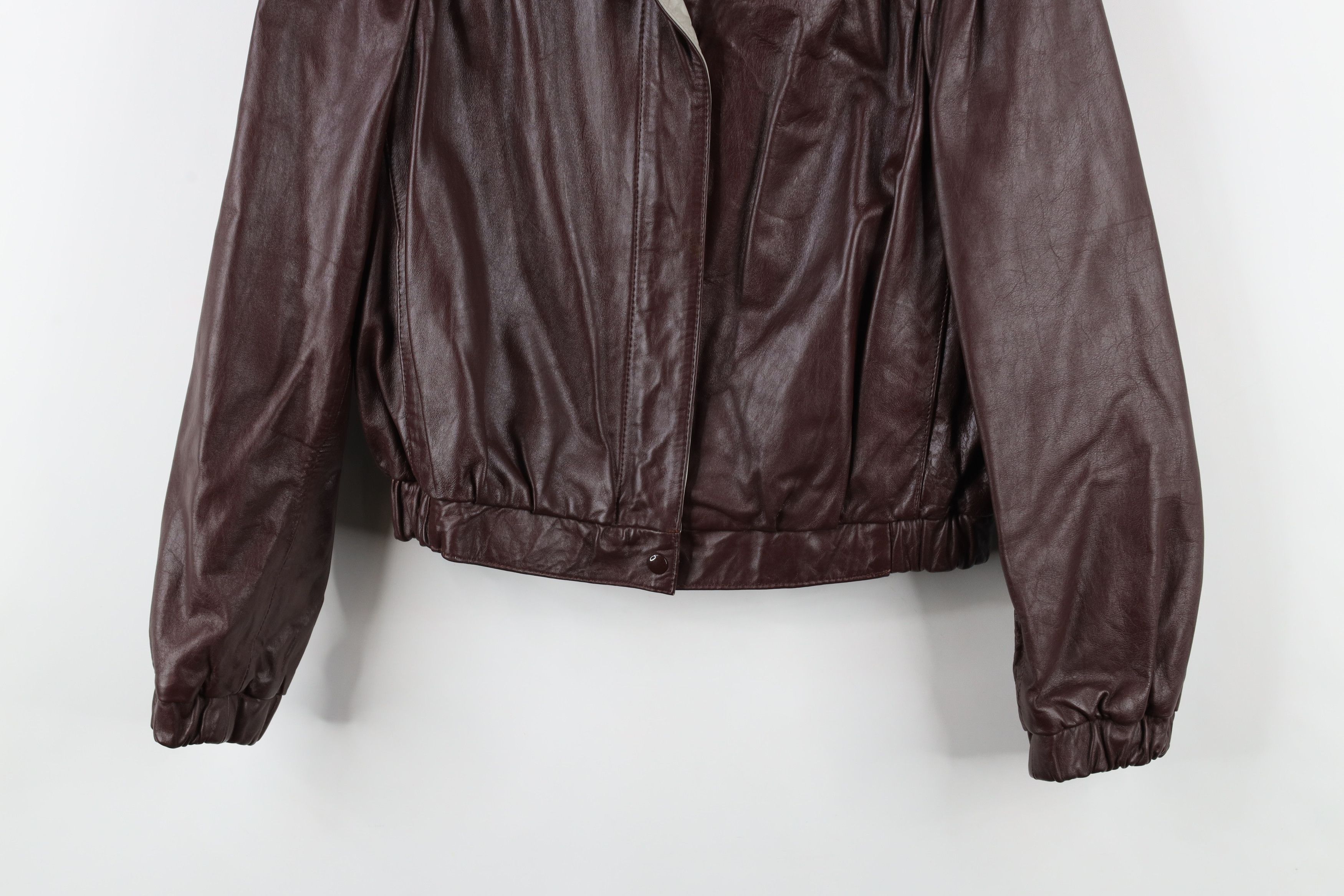 Vintage Vintage 80s 90s Streetwear Leather Bomber Jacket Oxblood Red Size M / US 6-8 / IT 42-44 - 3 Thumbnail