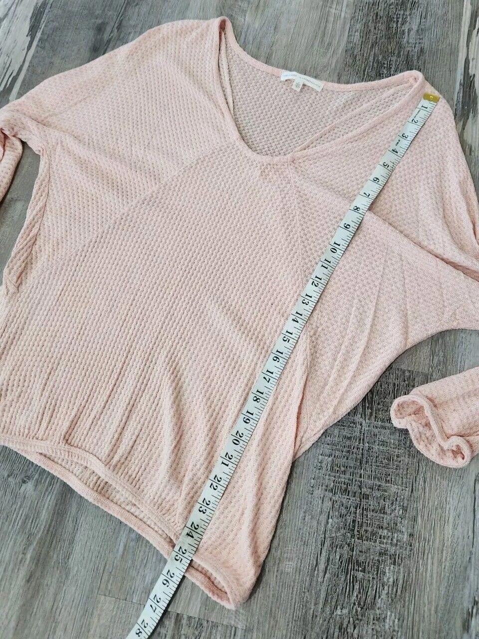 Designer Pure And Good Anthropoligie Top Small Waffle Knit Pink V Size S / US 4 / IT 40 - 6 Thumbnail