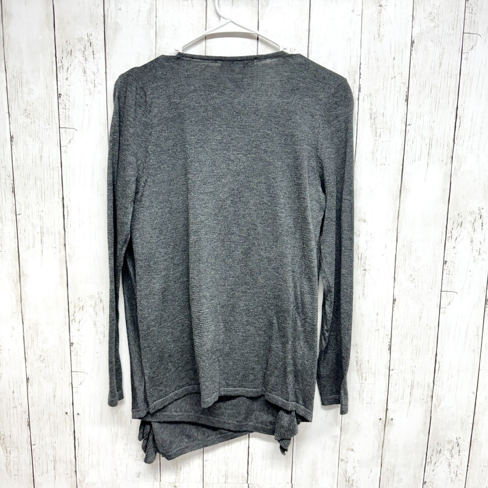 Other INC Concept Size PL Grey Cotton Draper Long Sleeve Ruffled Size L / US 10 / IT 46 - 3 Thumbnail