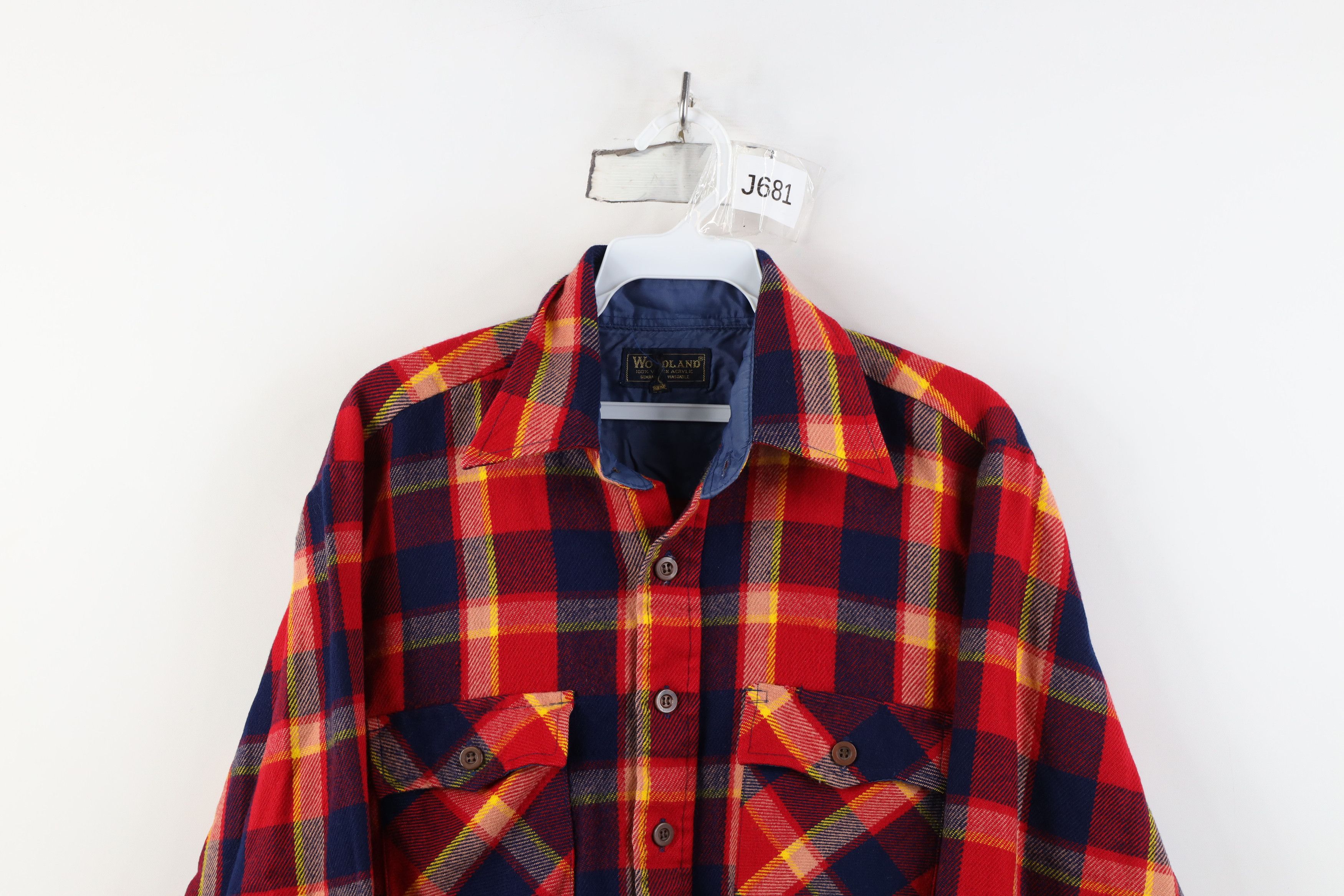 Vintage Vintage 70s Streetwear Knit Collared Button Shirt Plaid Size US M / EU 48-50 / 2 - 2 Thumbnail