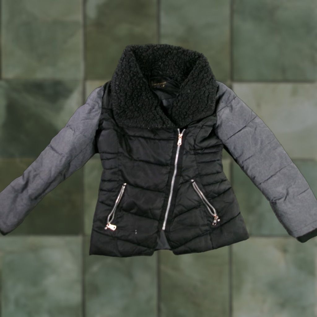 Cole Haan Cole Haan Black Faux Fur Puffer Jacket Women S Mid-Length Zip Insulated Lined Pockets Warm Winter Casual 90s Chic Size 28" / US 6 / IT 42 - 1 Thumbnail