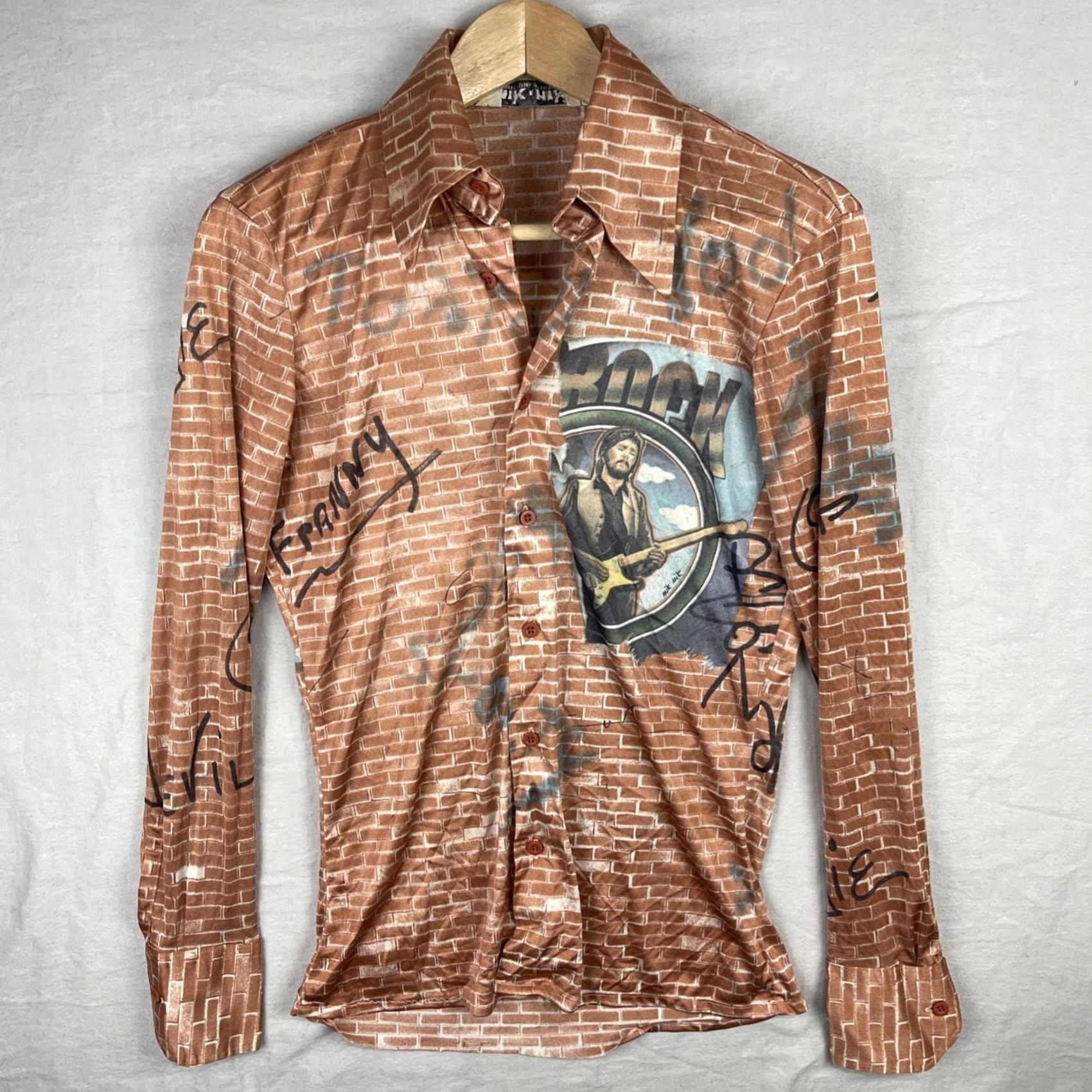 Vintage VINTAGE Nik Nik Shirt Mens S Brown Long Sleeve Nylon Button Up Disco Italy Clothing Size US S / EU 44-46 / 1 - 2 Thumbnail