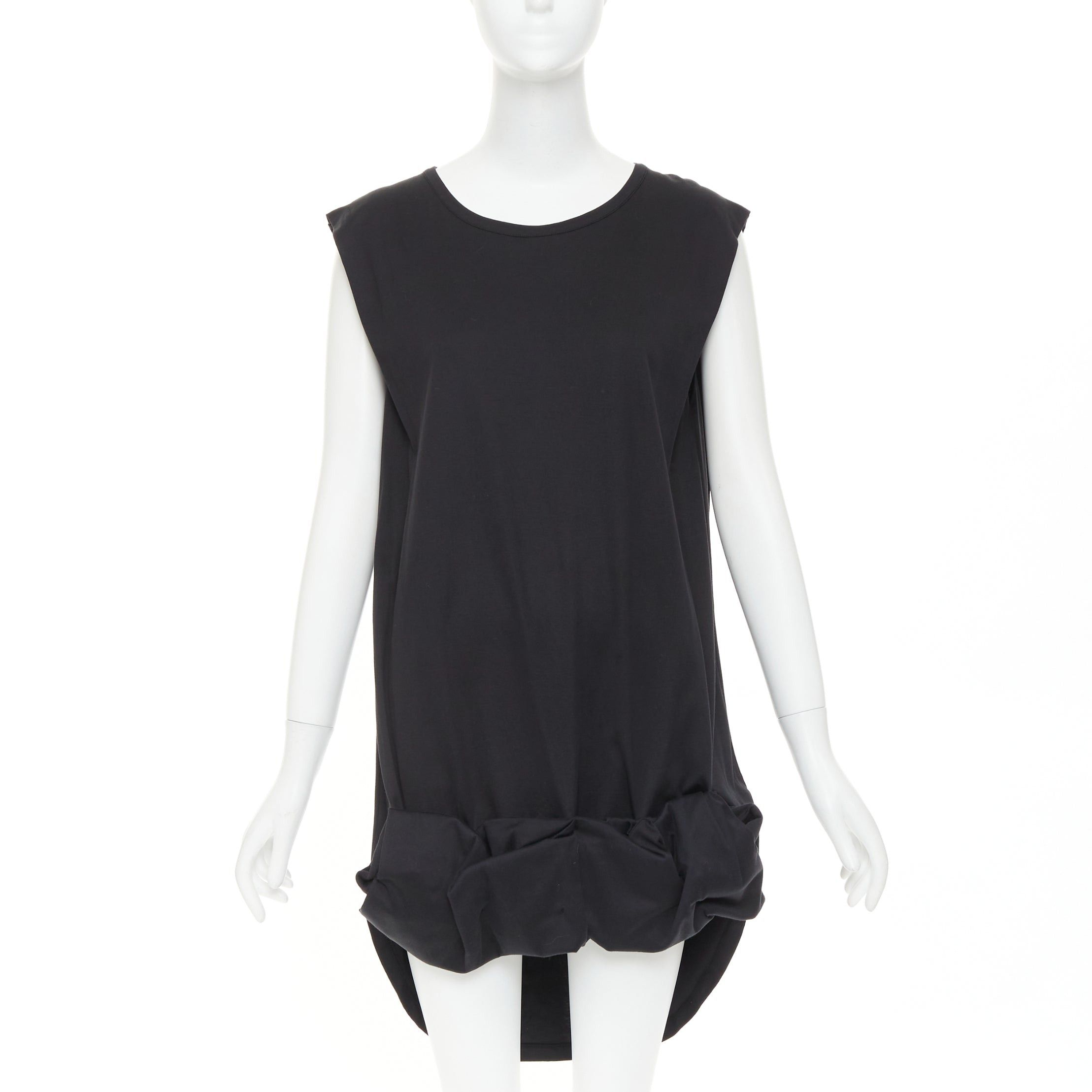 Maison Margiela MAISON MARTIN MARGIELA 2001 Vintage black cotton deconstructed ruched bubble hem mini dress M Size M / US 6-8 / IT 42-44 - 1 Thumbnail