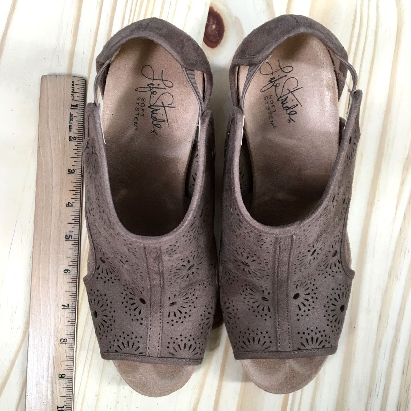 Vintage LifeStride Wedge Sandal Womens 8 M Brown Cork Peeped Toe Casual Sandals Size US 8 / IT 38 - 7 Thumbnail