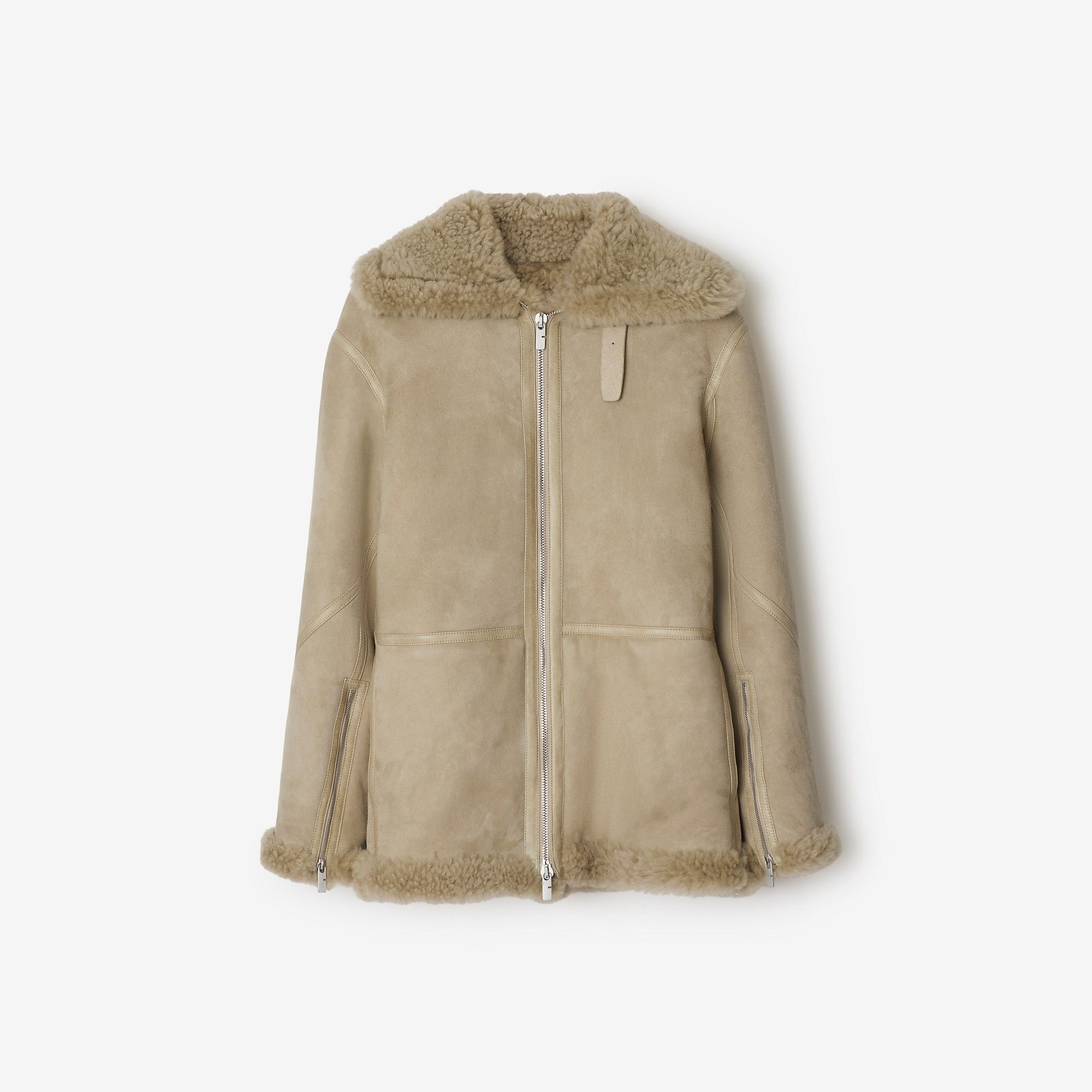 Burberry o1w1db10426 Shearling Jacket in Beige Size L / US 10 / IT 46 - 1 Thumbnail