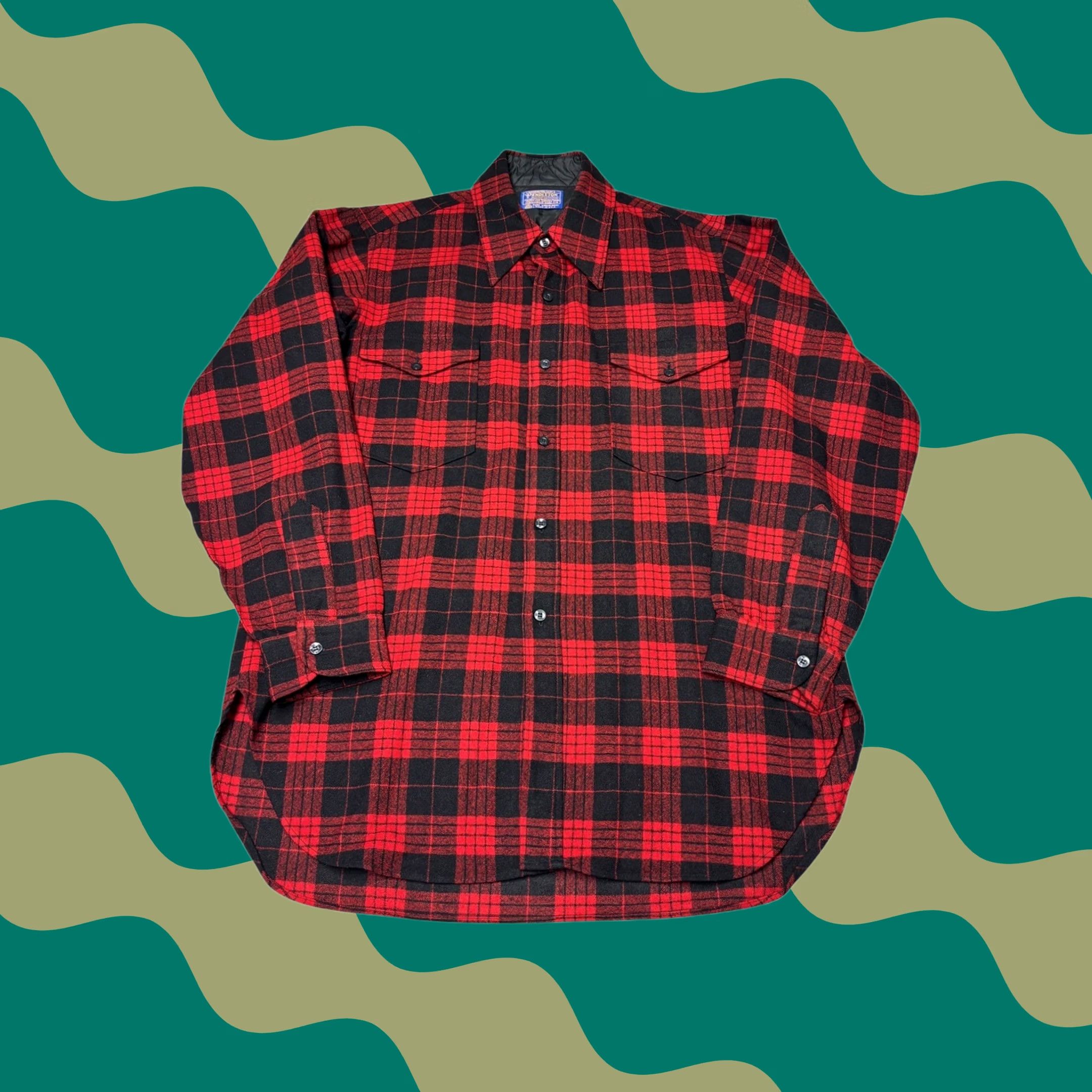Pendleton VINTAGE Pendleton Board Shirt Mens XL Red Black Buffalo Plaid Wool Flannel Button-Up - USA Made Size US XL / EU 56 / 4 - 1 Thumbnail