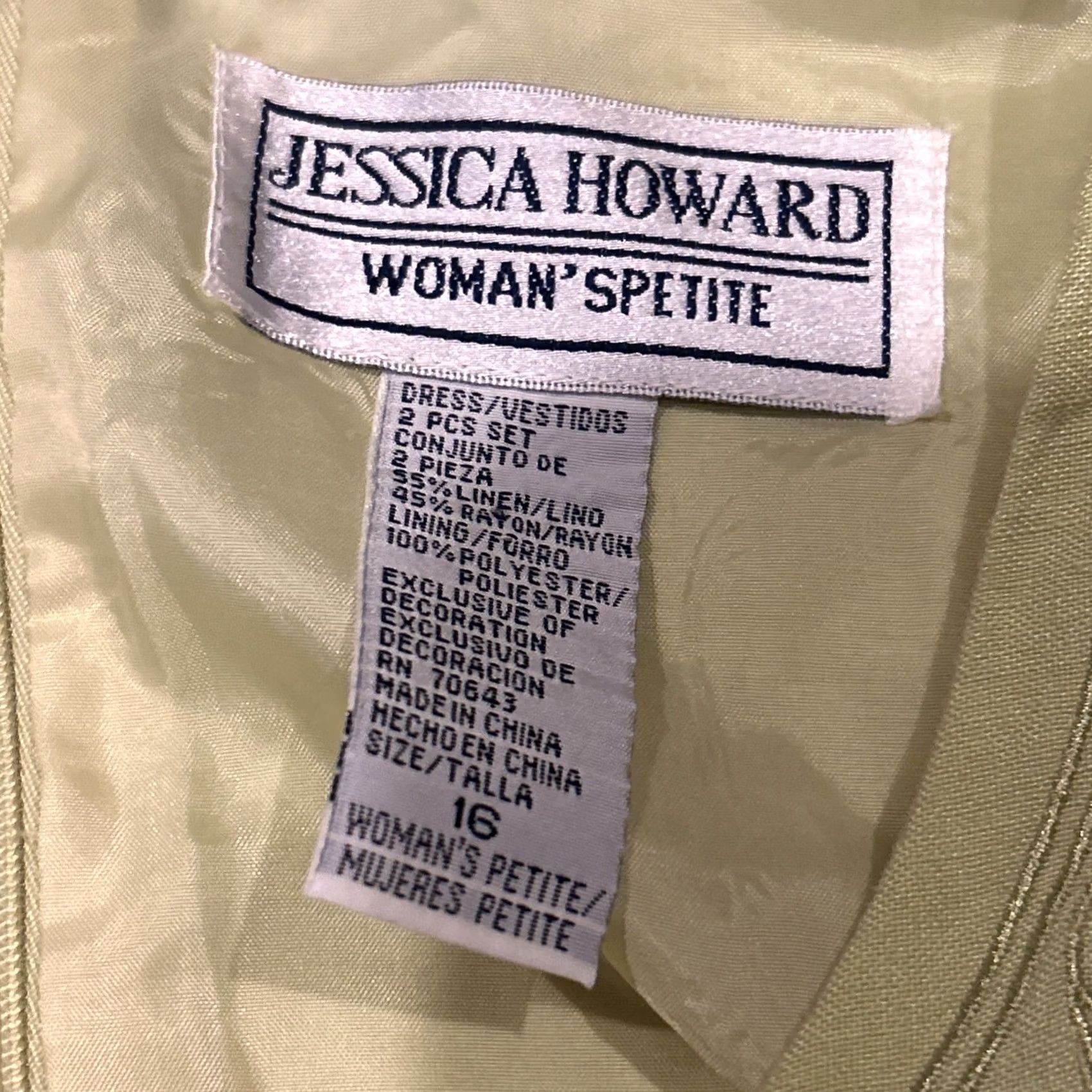 Vintage VINTAGE Jessica Howard Dress Womens 16P Green Women Sz16 Linen Sleeveless Lined A22 Size XXL / US 16-18 / IT 52-54 - 2 Thumbnail