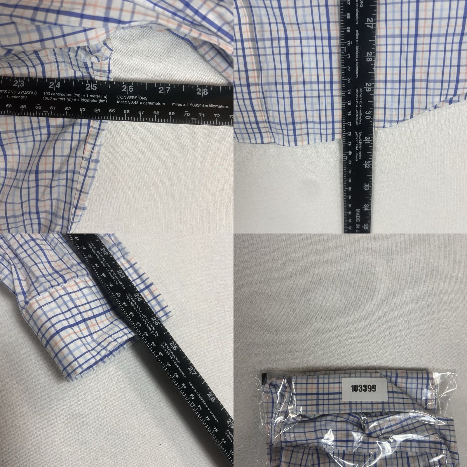 Ralph Lauren Lauren Ralph Lauren Performance Stretch Dress Shirt Mens XL 17-17.5 Blue Plaid Dress Shirt Size 46R - 8 Thumbnail