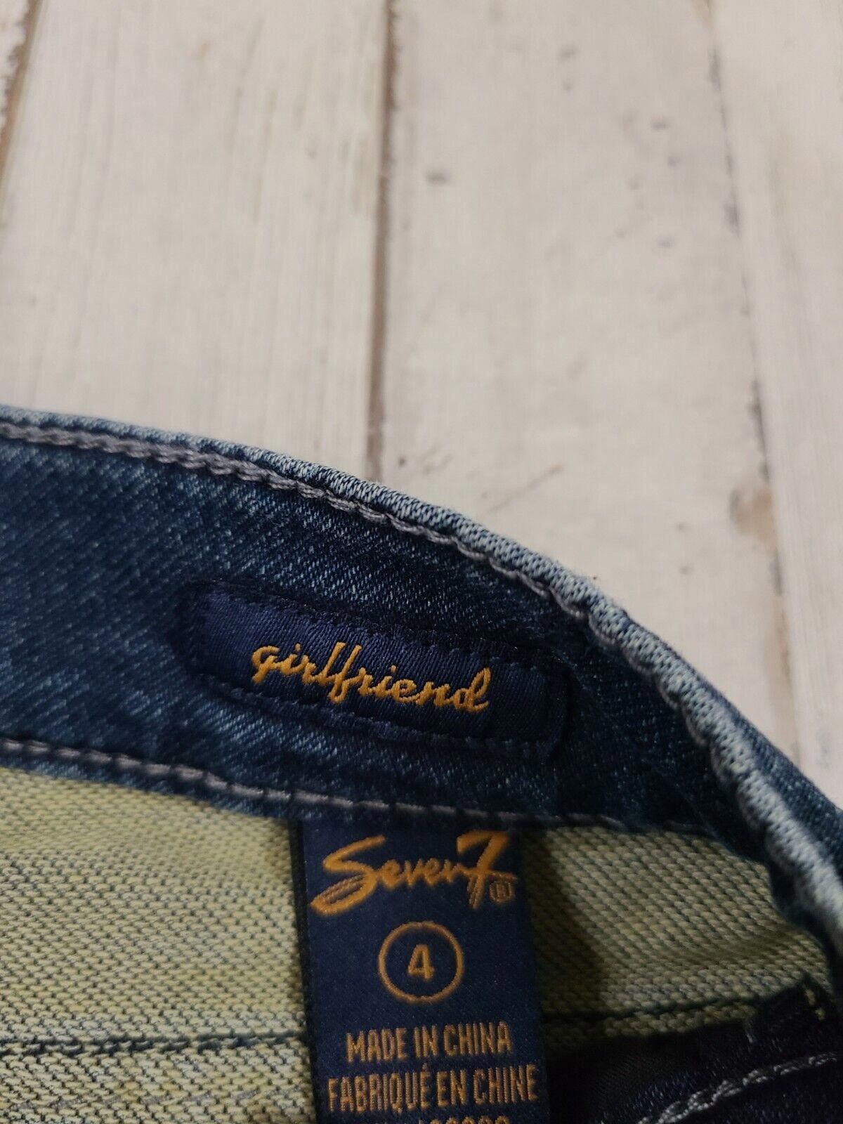Designer Seven Jeans Size 4 Girlfriend Capris Dark Wash Distressed Size 27" / US 4 / IT 40 - 3 Thumbnail