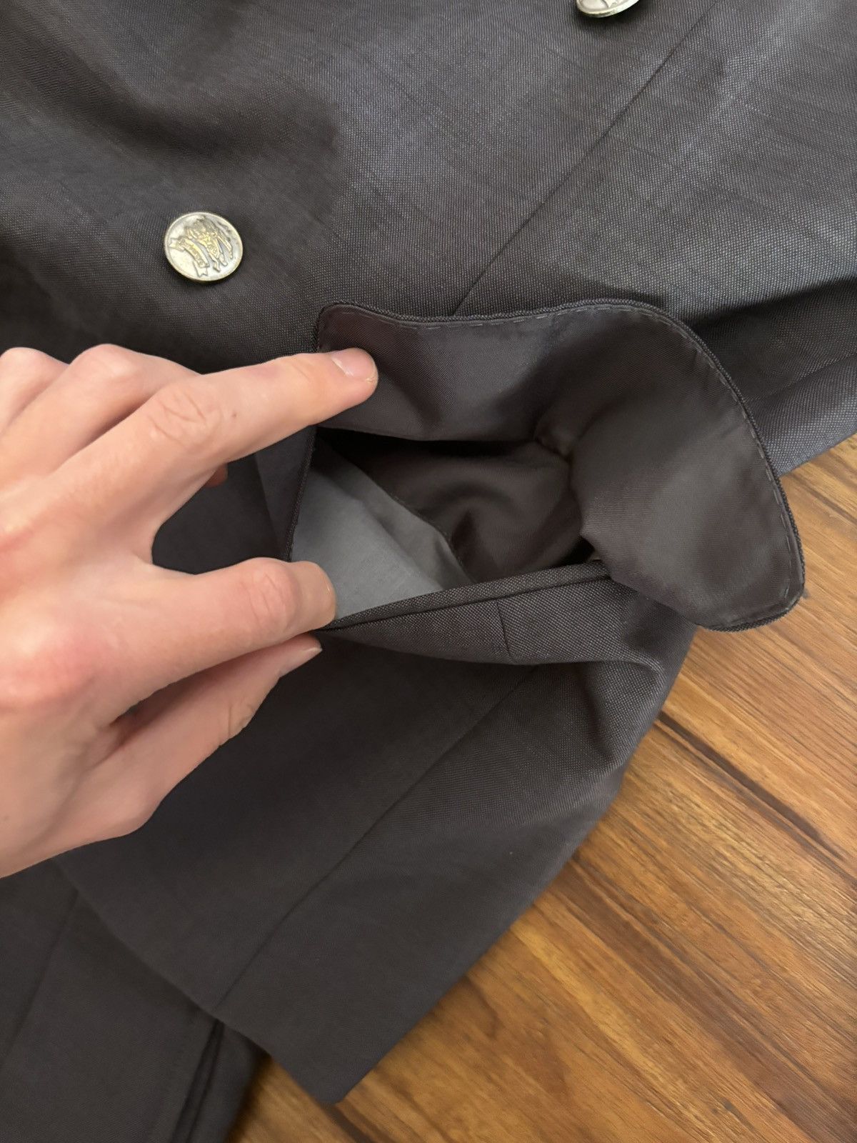 Burberry Burberrys Cross Button Full Suit Grey Size 36S - 8 Thumbnail