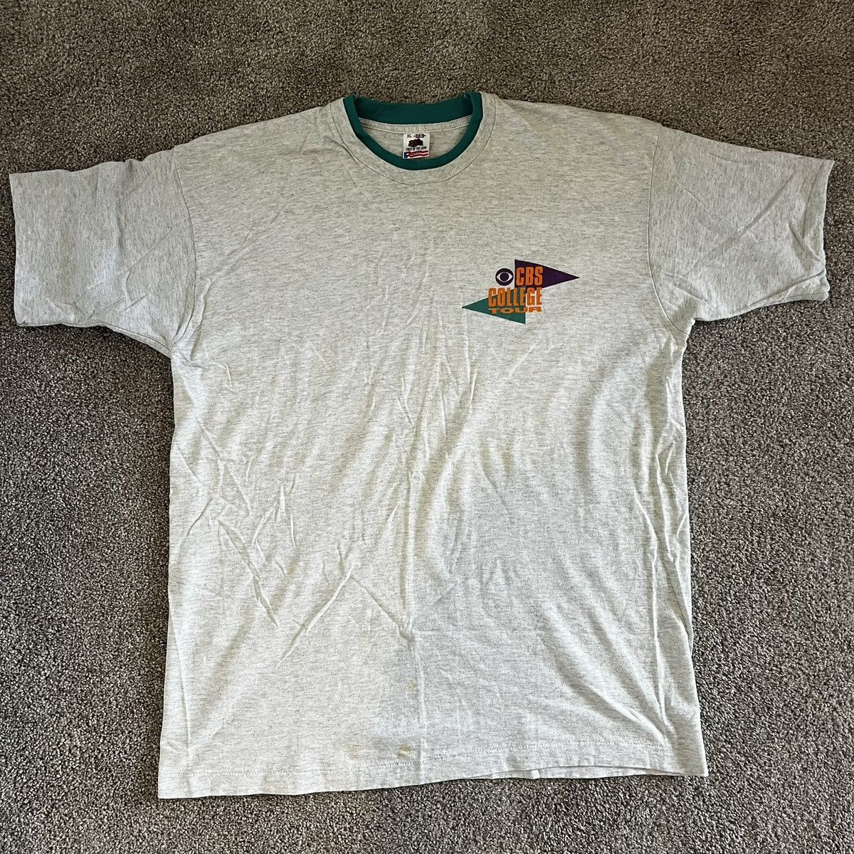Fruit Of The Loom Vintage 90’s CBS College Tour Single Stitch T-Shirt XL Size US XL / EU 56 / 4 - 1 Thumbnail