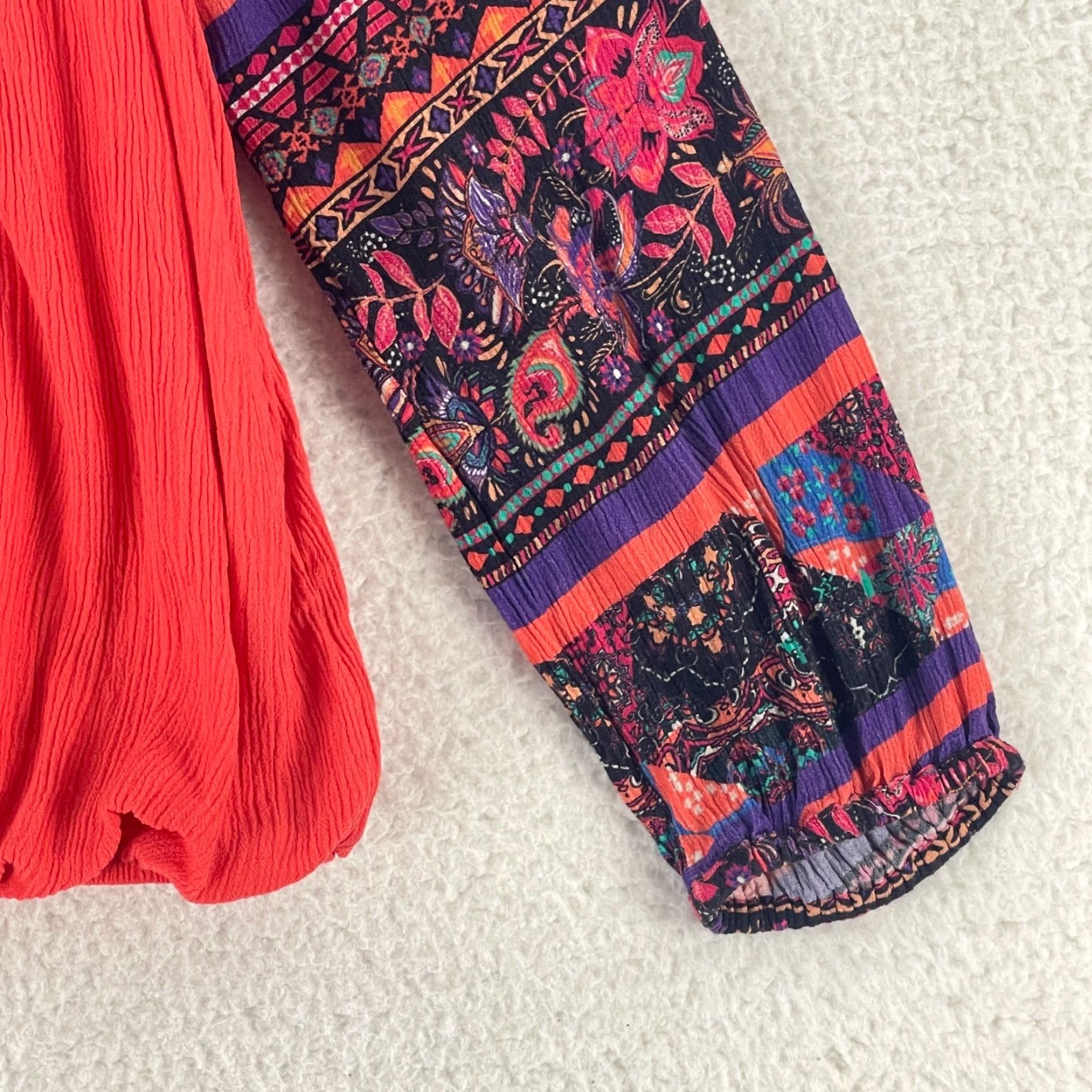 Soft Surroundings Soft Surroundings Blame Rio Embroidered Shirt Womens Long Sleeve Size M Orange Casual Bohemian Womens Regular Sleeve Shirt Size M / US 6-8 / IT 42-44 - 4 Thumbnail