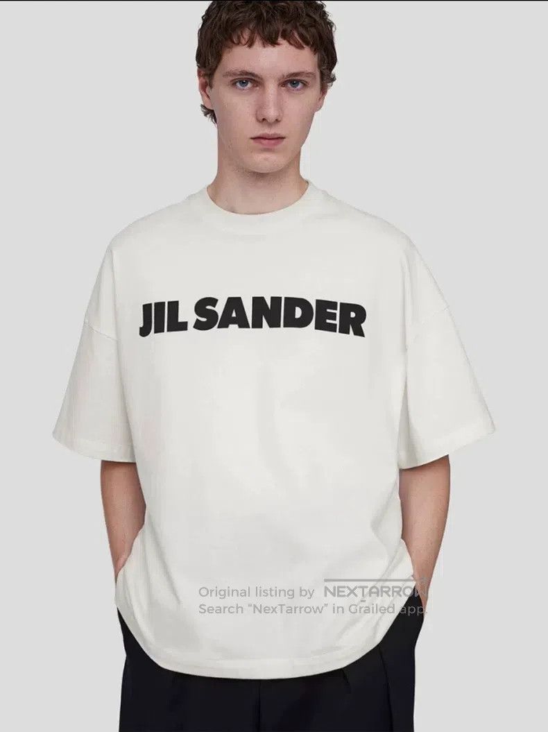 Jil Sander Jil Sander Men's Classic White Logo Short Sleeve Cotton T- Size US S / EU 44-46 / 1 - 1 Thumbnail