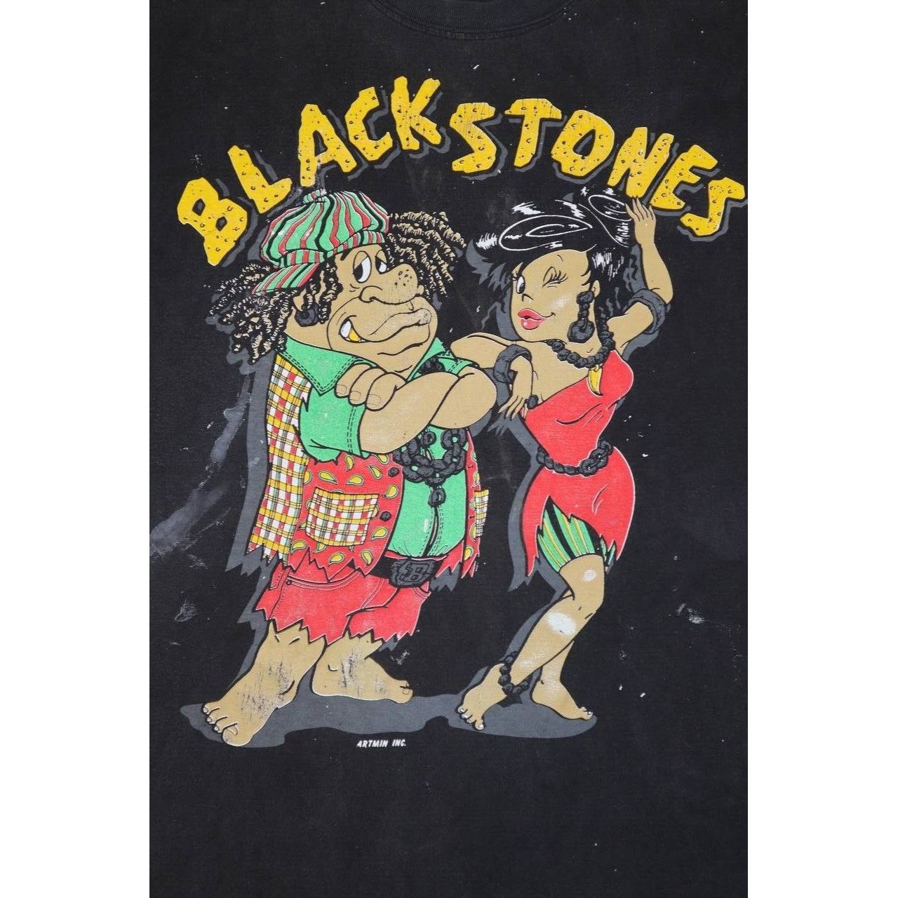 Vintage Vintage 90s The Flintstones Black Stones Cartoon Parody XL Size US XL / EU 56 / 4 - 4 Thumbnail