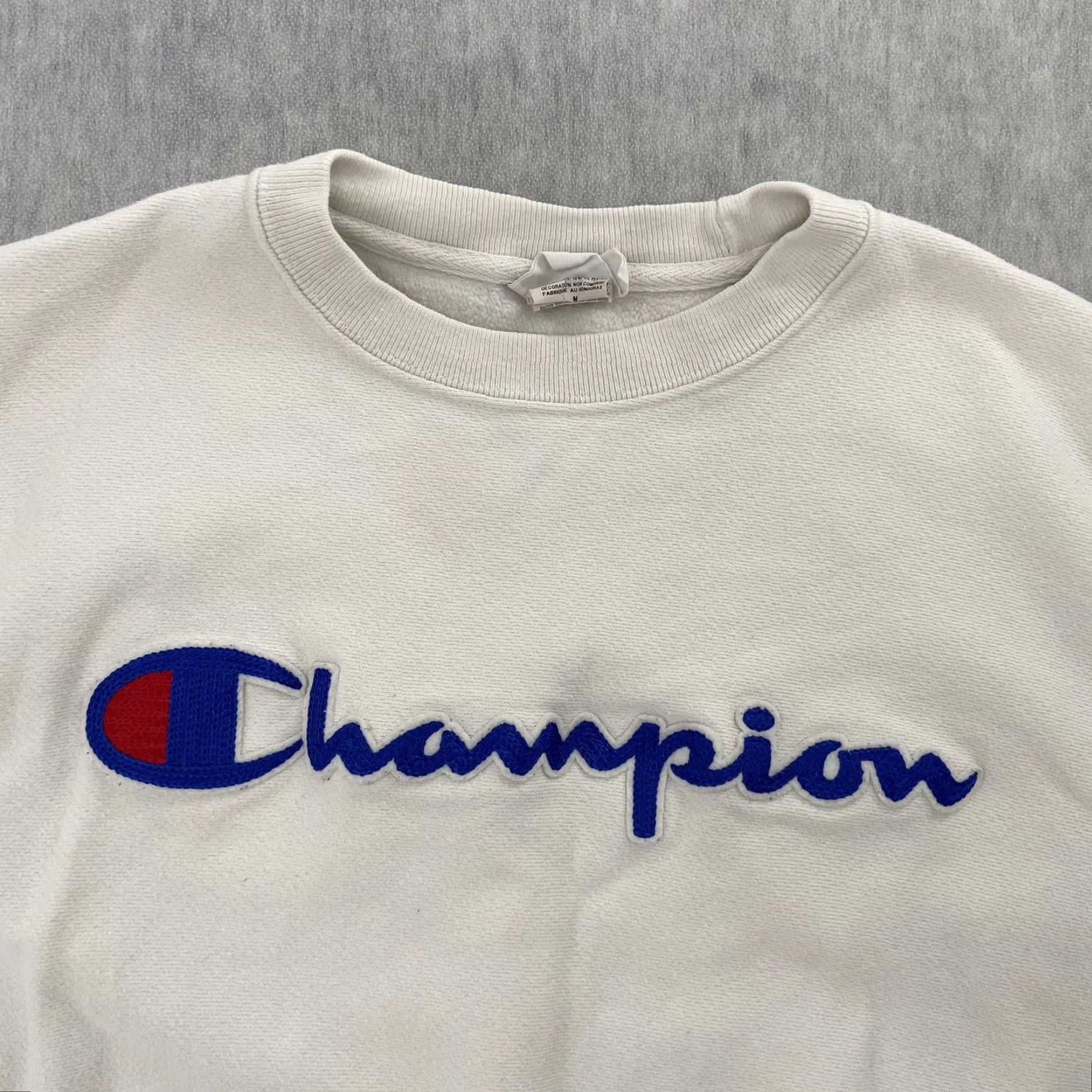Champion VINTAGE Champion Sweatshirt Adult Medium White Reverse Weave Spellout Logo Sweatshirt Men M Size US M / EU 48-50 / 2 - 3 Thumbnail