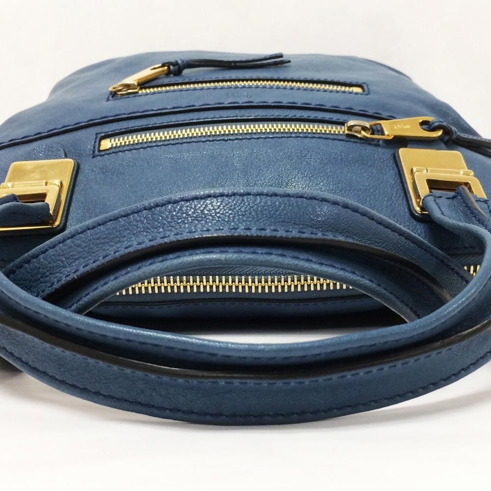 chloma CHLOE Angie Fjord Blue Leather Satchel Bag Size ONE SIZE - 4 Thumbnail