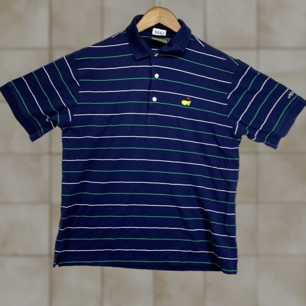 Vintage VINTAGE Masters Polo Shirt Men Medium Blue 60s Striped Embroidered Logo 100% Cotton Size US M / EU 48-50 / 2 - 1 Thumbnail