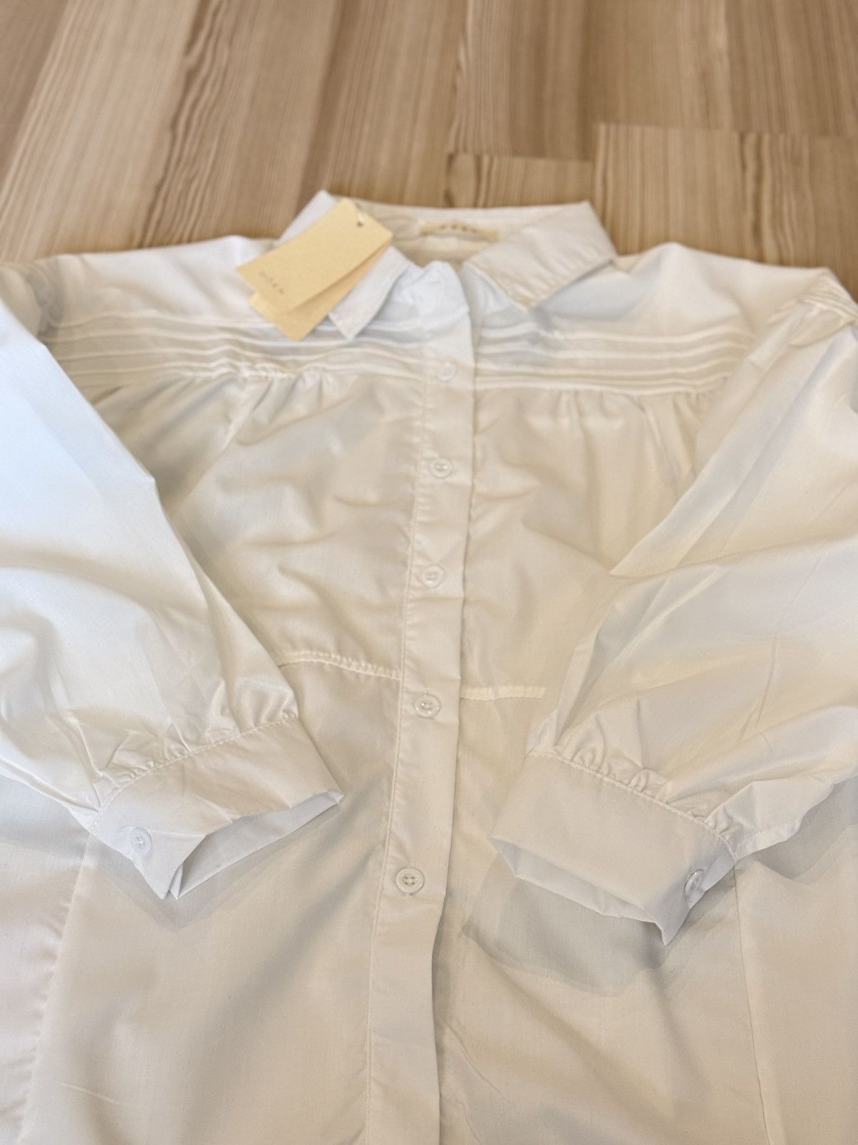DOEN DÔEN Jane Blouse / Pin-Tuck Oversized Shirt - NWT - White Size M / US 6-8 / IT 42-44 - 7 Thumbnail