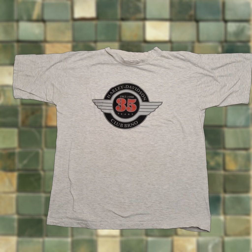 Vintage VINTAGE Harley Davidson Shirt Men XL Gray Club BRNO 1990s Motorcycle Biker Crew Neck Short Sleeve Cotton Size US XL / EU 56 / 4 - 1 Thumbnail