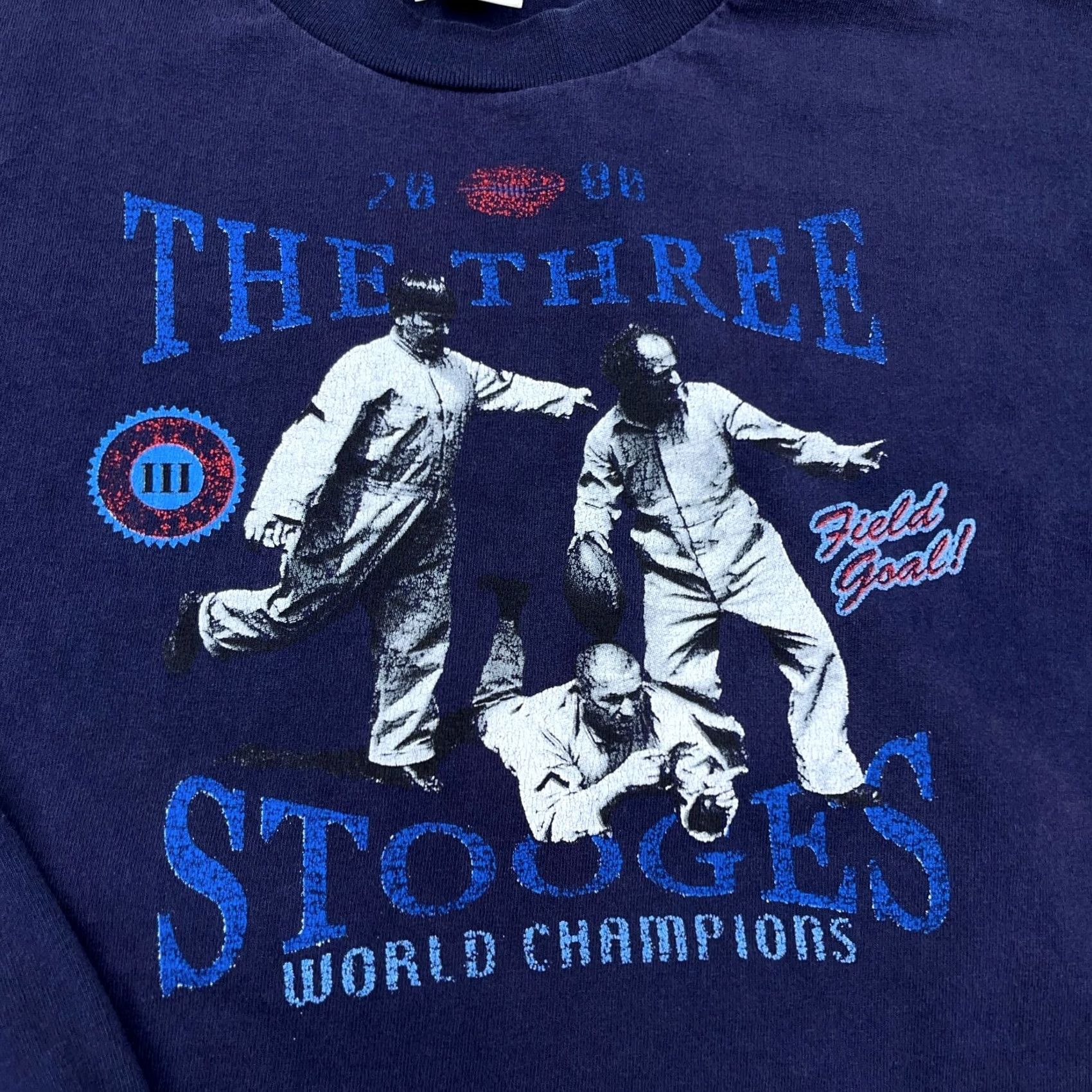 Delta VINTAGE Three Stooges Shirt Men XL Blue Long Sleeve Tee Baseball 90s Y2K Adult Size US XL / EU 56 / 4 - 6 Thumbnail