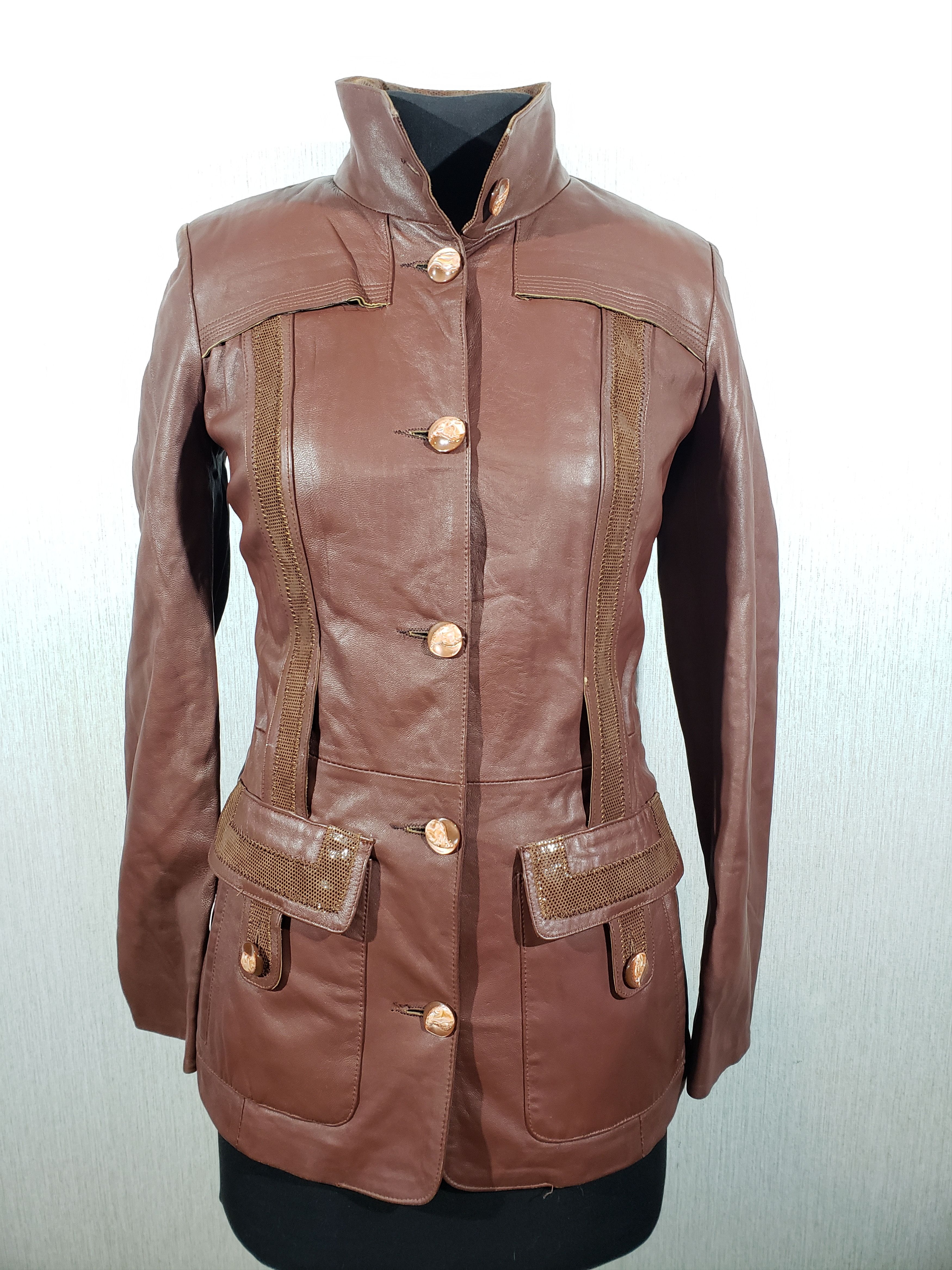 Other Stylish brown leather women's jacket. Size M / US 6-8 / IT 42-44 - 1 Thumbnail