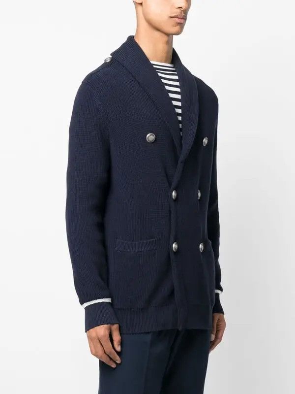 Brunello Cucinelli o1y0526 Cardigan in Midnight Blue Size US M / EU 48-50 / 2 - 3 Thumbnail