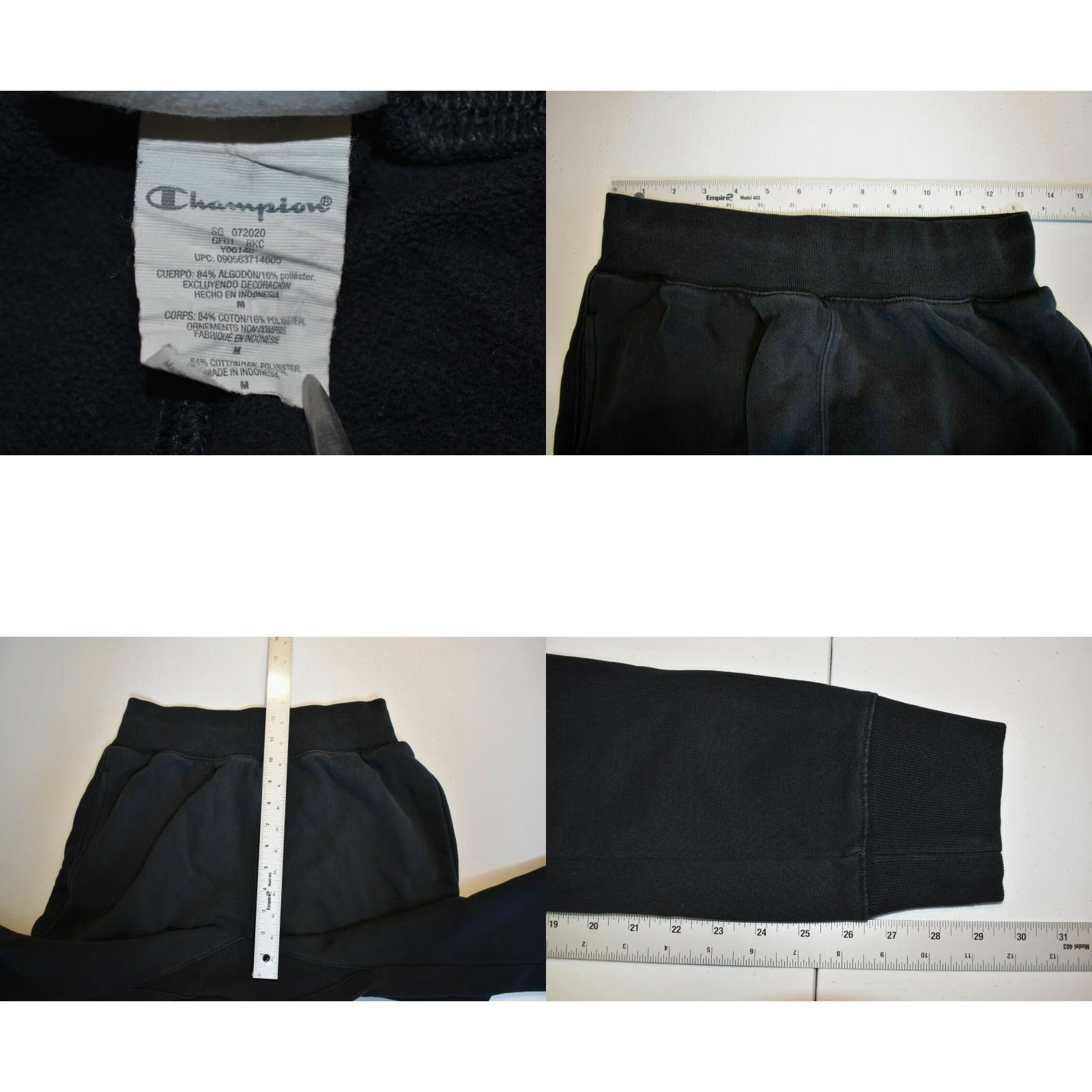 Champion Champion Sweatpants Joggers Black Unisex Adults Small Regular Inseam 30in Tapered Elastic Waist Pockets Heavyweight Cotton Blend Joggers Size 28" / US 6 / IT 42 - 8 Thumbnail