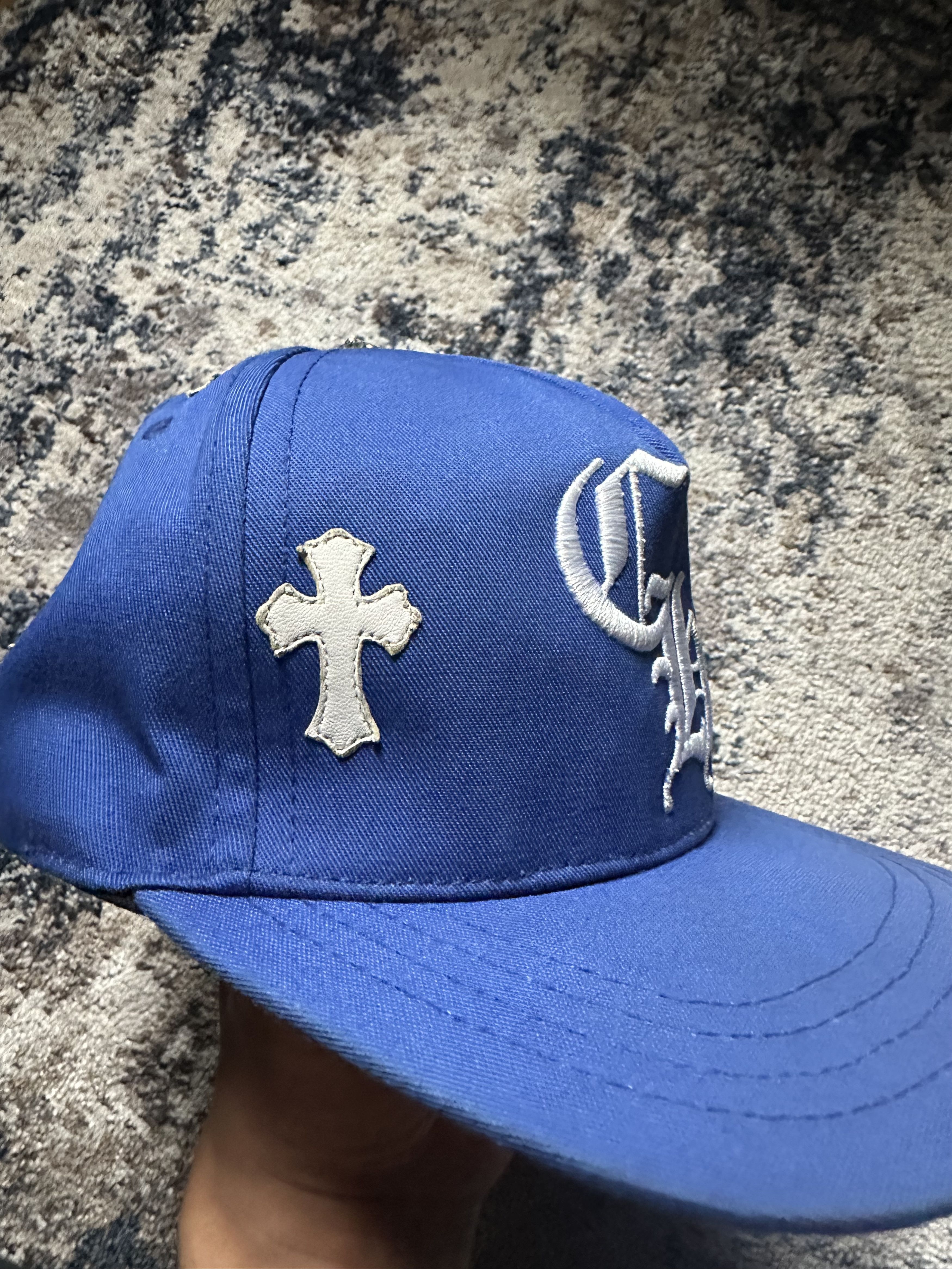 Chrome Hearts Chrome Hearts - Leather Cross Patch - Blue Baseball Hat Size ONE SIZE - 4 Thumbnail