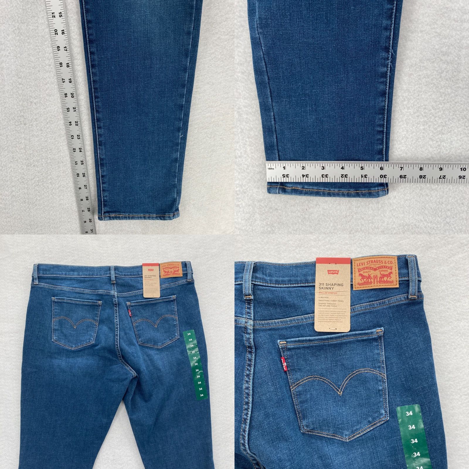 Levi's Levi's 311 Shaping Skinny Jeans Women's 34 Medium Wash Blue Stretch Denim Pants Jeans Size 24" / US 00 / IT 34 - 9 Thumbnail