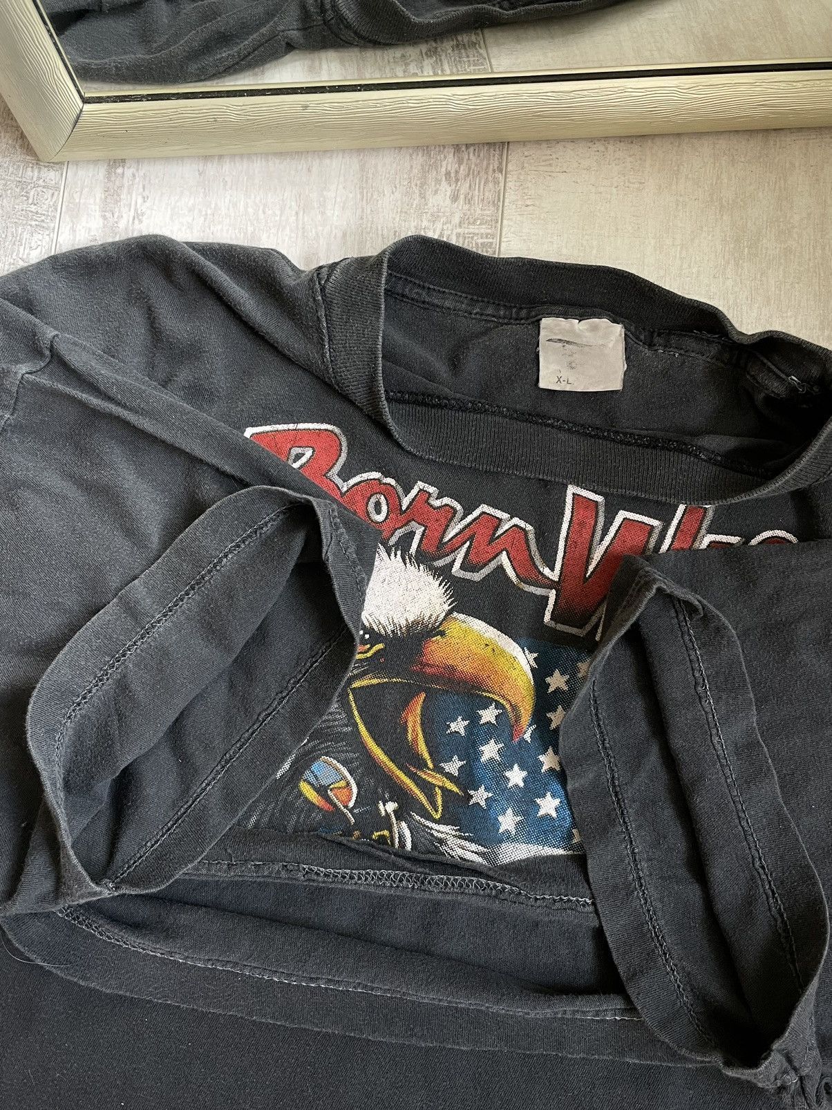 Harley Davidson × Vintage Vintage 1990 Born Wild Tee Eagle Motorcycle American Flag Size US XL / EU 56 / 4 - 6 Thumbnail