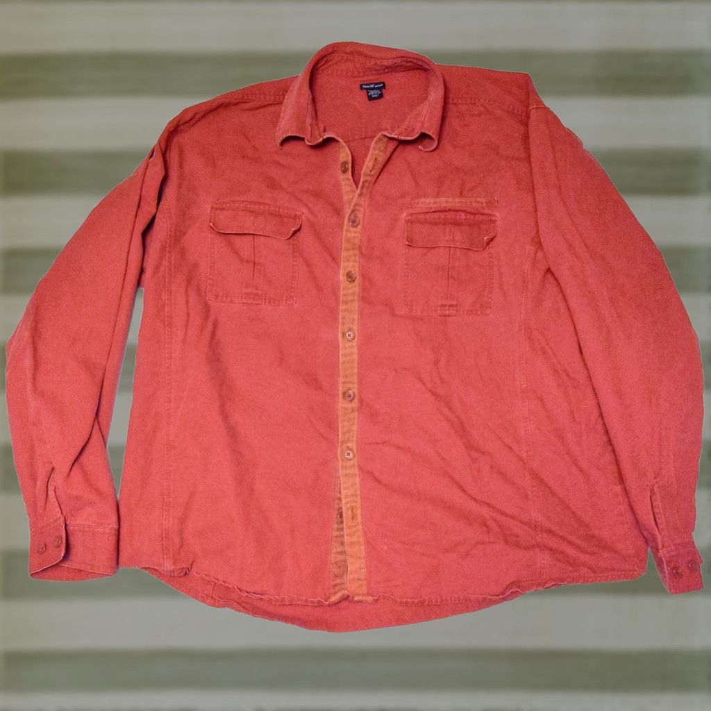 Vintage Northcrest Red Twill Button-Down Shirt 2XLT Mens Stock Heavy Cotton Regular Fit Button-Up Casual Size US XXL / EU 58 / 5 - 1 Thumbnail