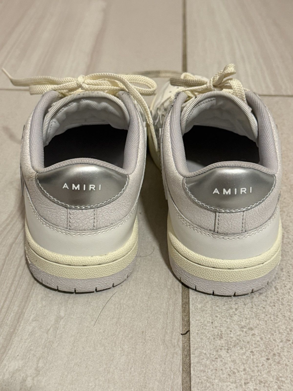 Amiri Amiri White & Silver Metallic Skel Top Sneakers Size US 7 / EU 40 - 7 Thumbnail