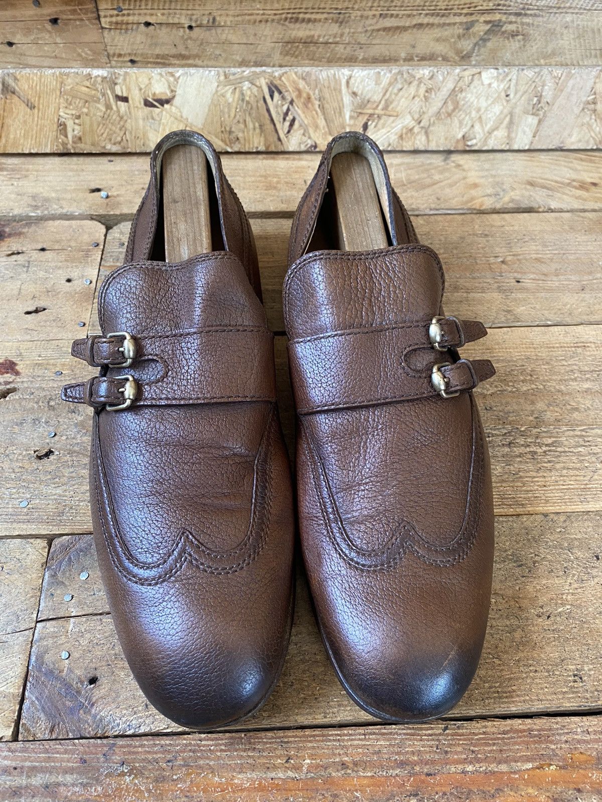 Gucci Gucci brown double monk strap brown leather shoes uk10,sz44 Size US 11 / EU 44 - 2 Thumbnail