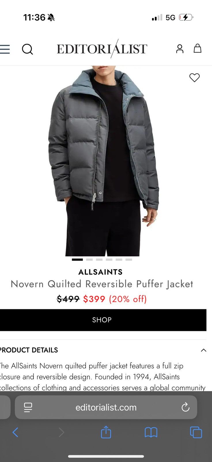 Allsaints AllSaints Novern Quilted Reversible Puffer Jacket Size US M / EU 48-50 / 2 - 2 Thumbnail